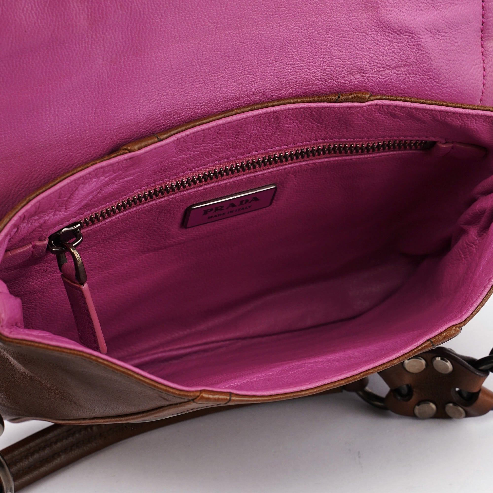 Brown Calf Shine Hobo Shoulder Bag