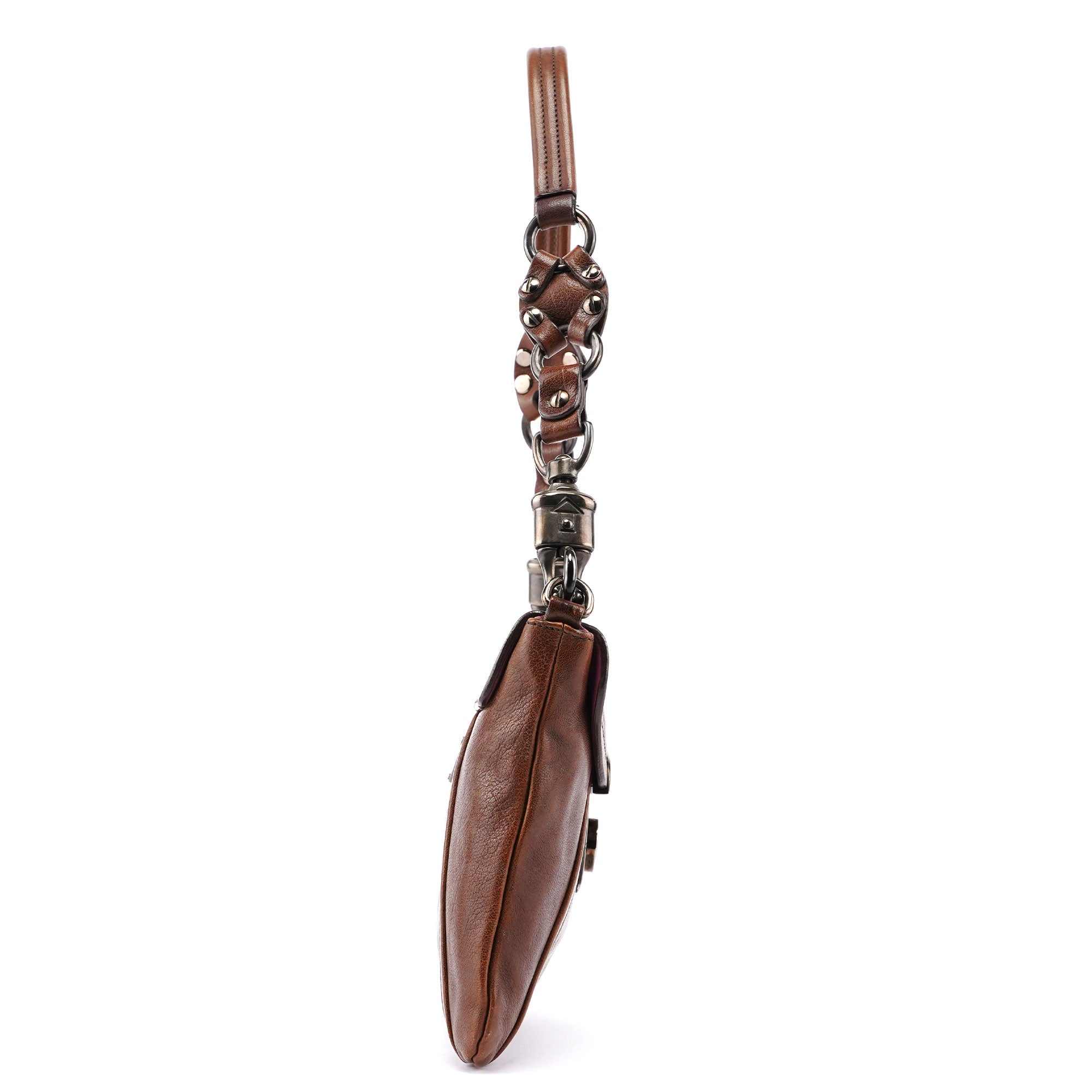 Brown Calf Shine Hobo Shoulder Bag