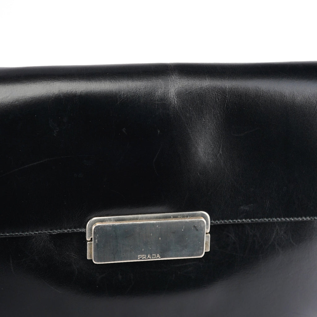 Brown Calfskin Buckle Shoulder Bag