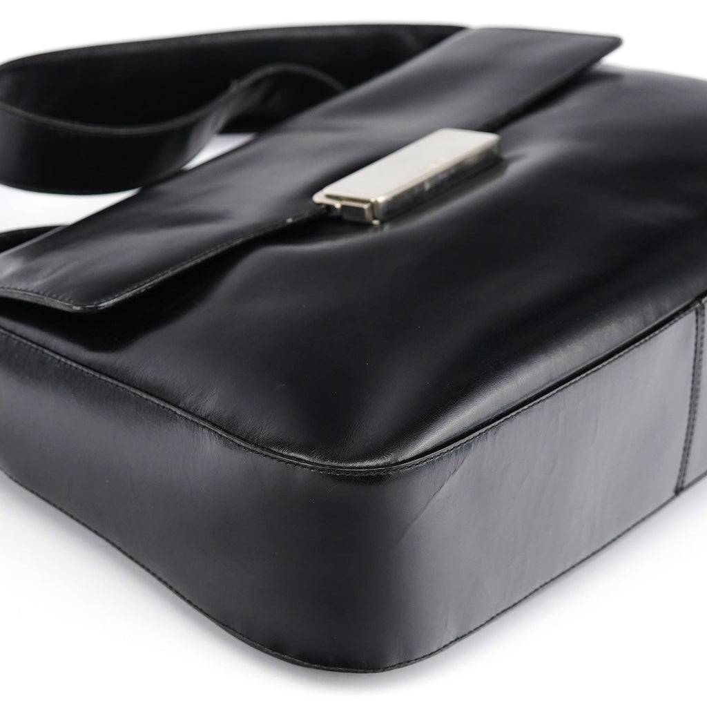 Brown Calfskin Buckle Shoulder Bag