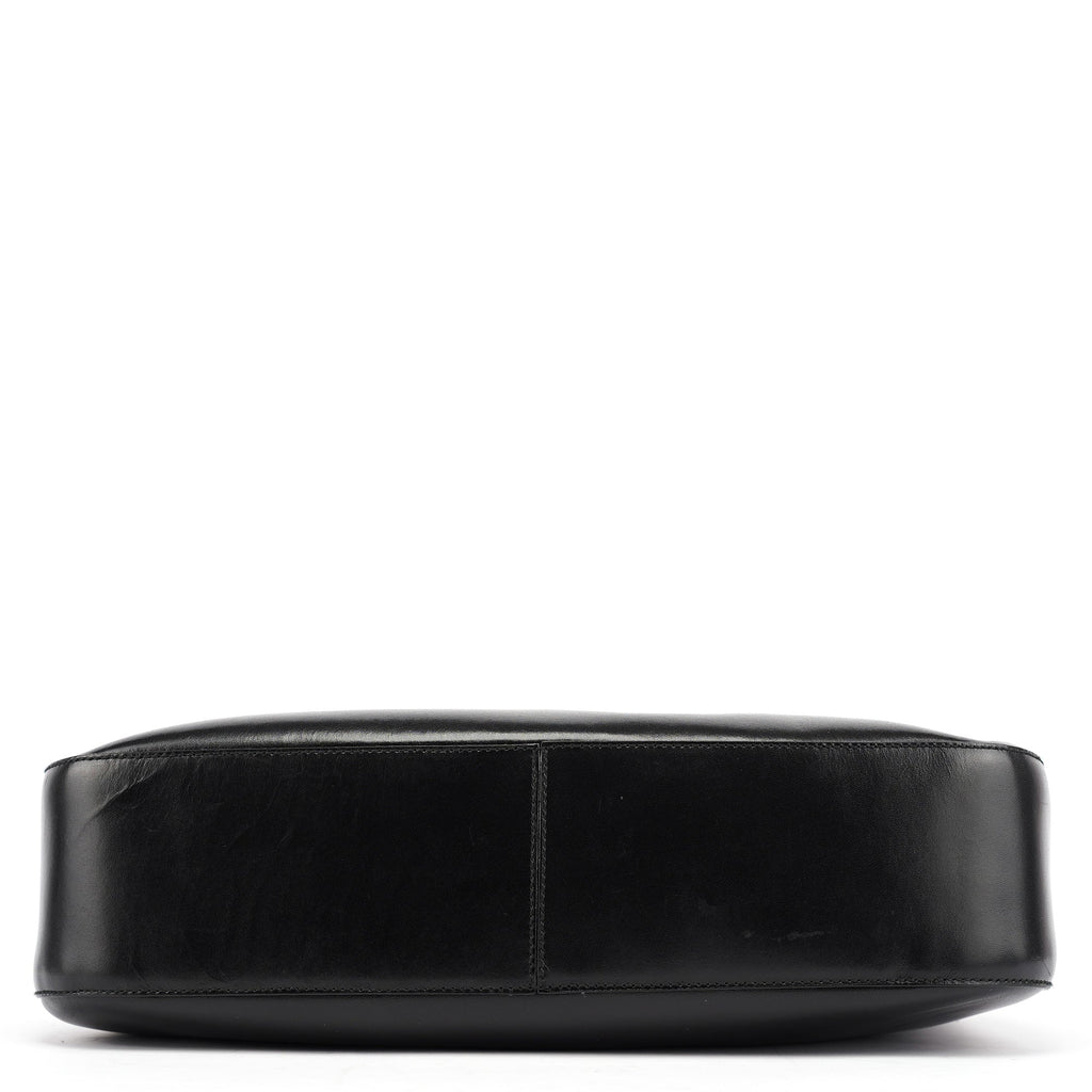 Brown Calfskin Buckle Shoulder Bag