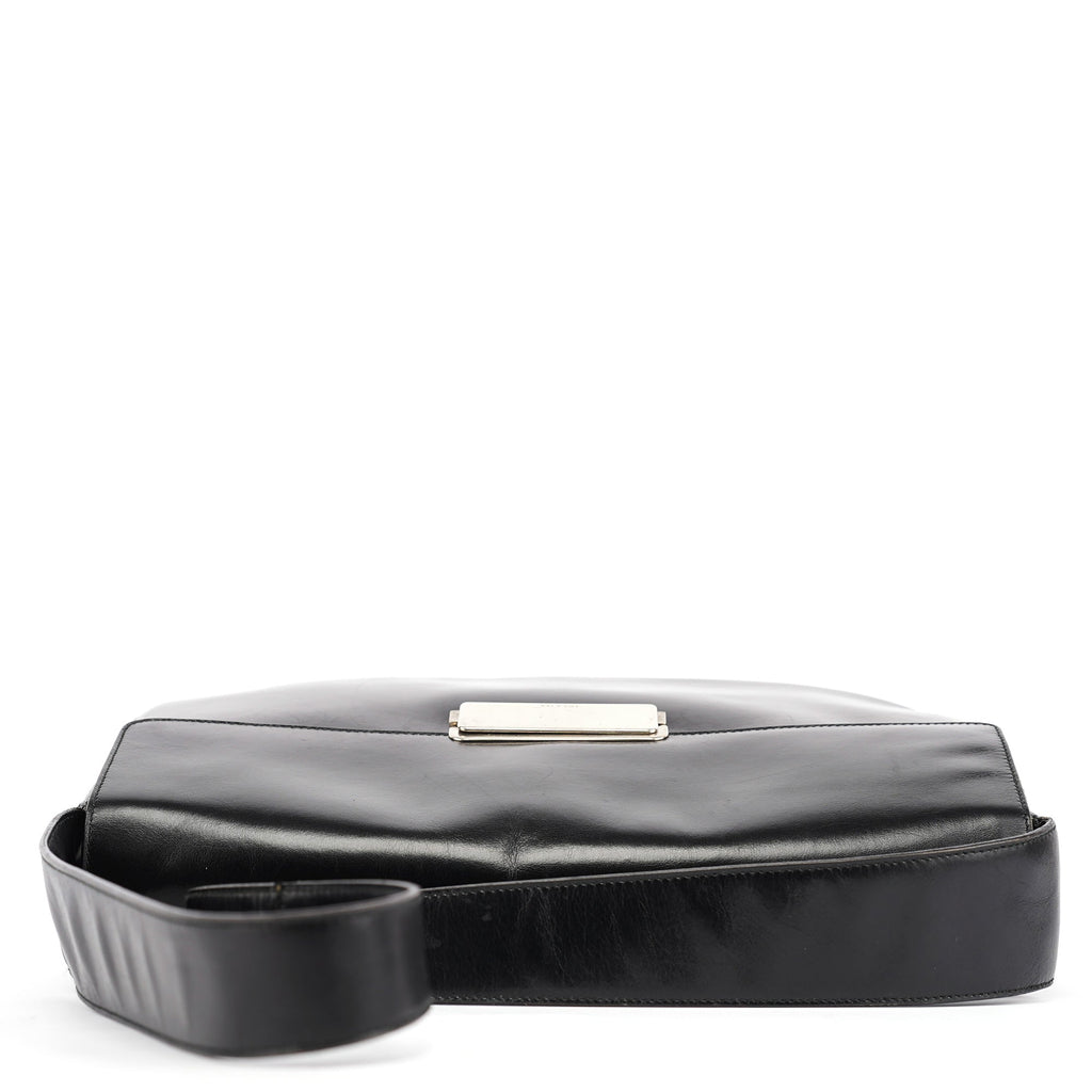 Brown Calfskin Buckle Shoulder Bag