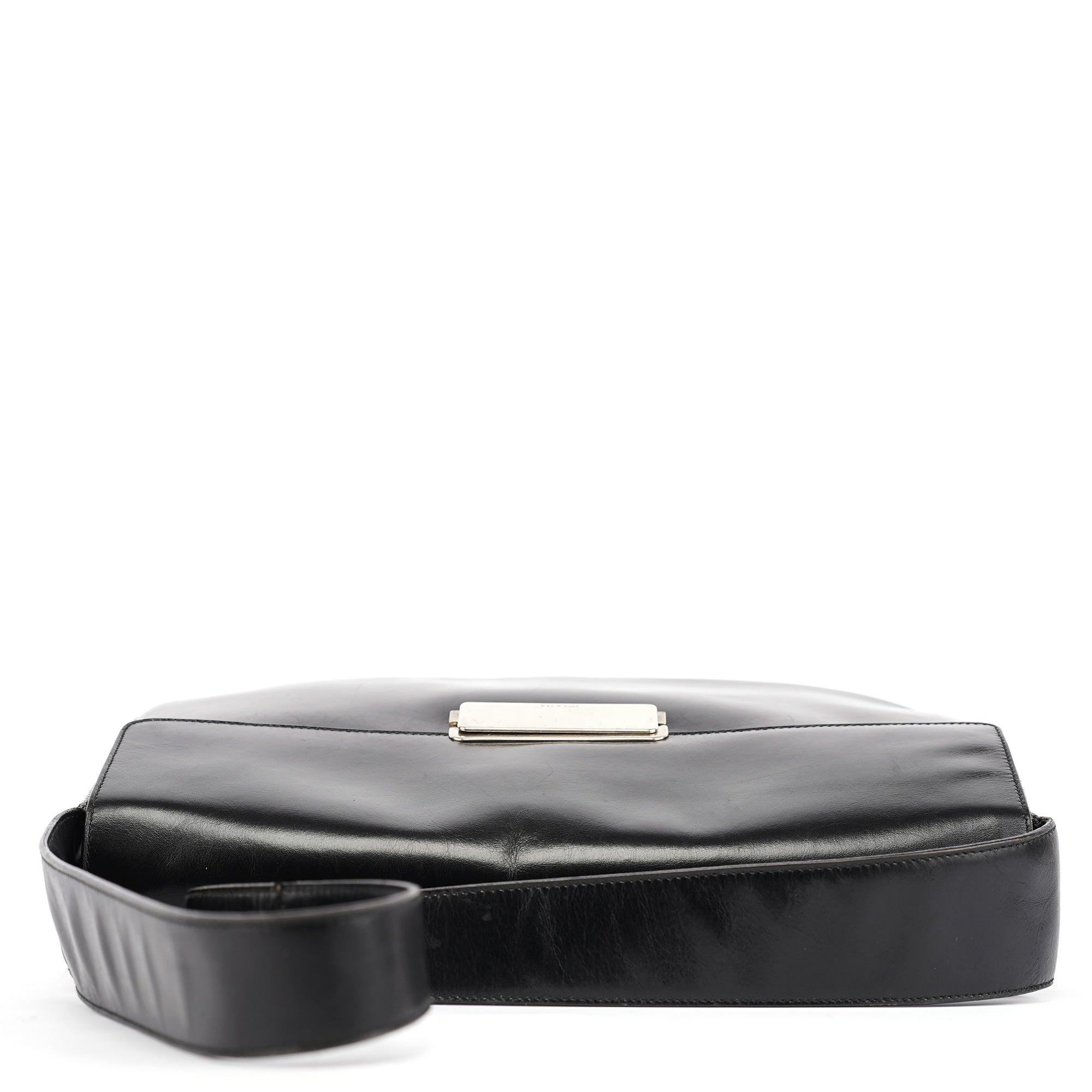 Brown Calfskin Buckle Shoulder Bag