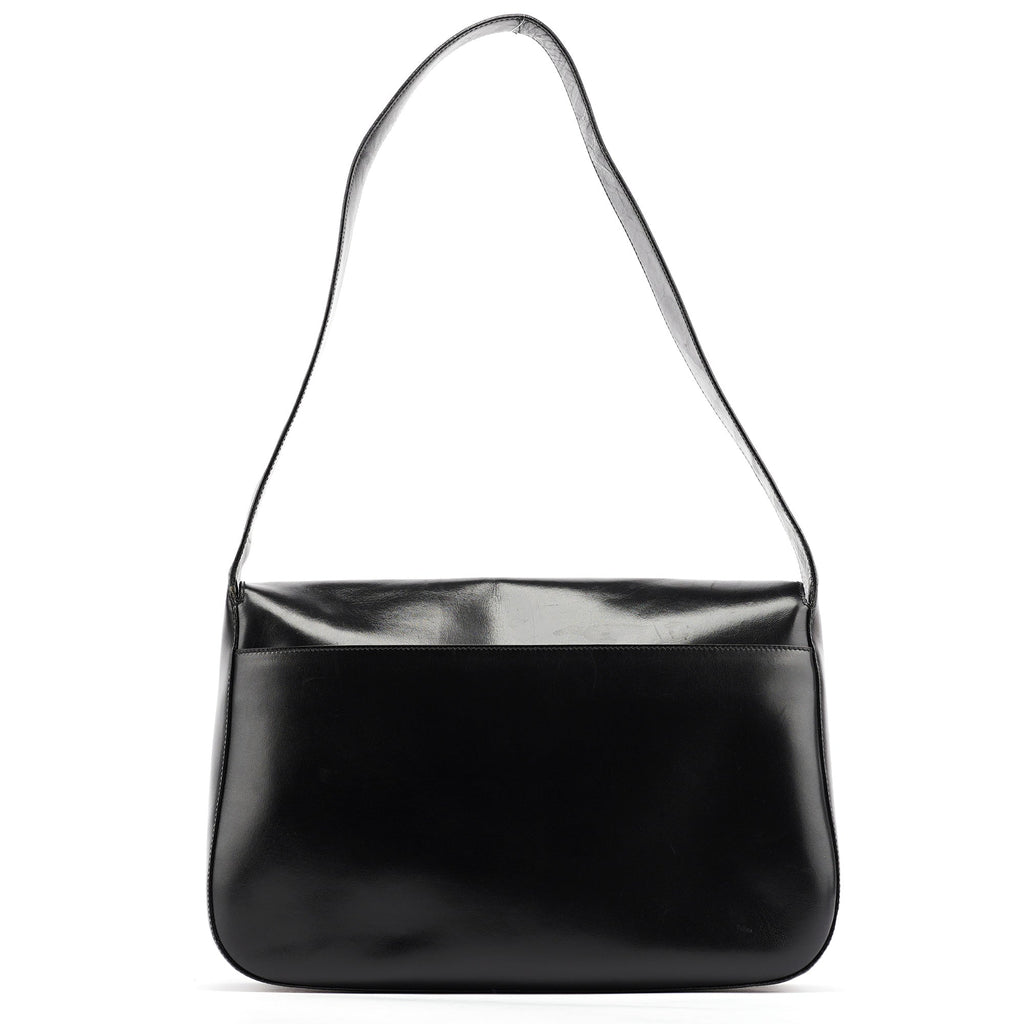 Brown Calfskin Buckle Shoulder Bag