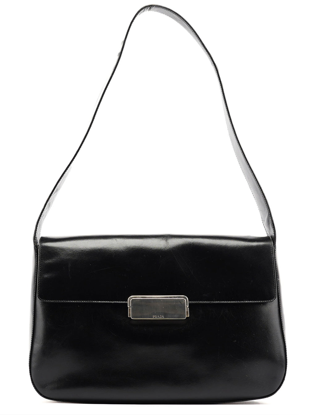 Brown Calfskin Buckle Shoulder Bag