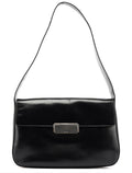 Brown Calfskin Buckle Shoulder Bag