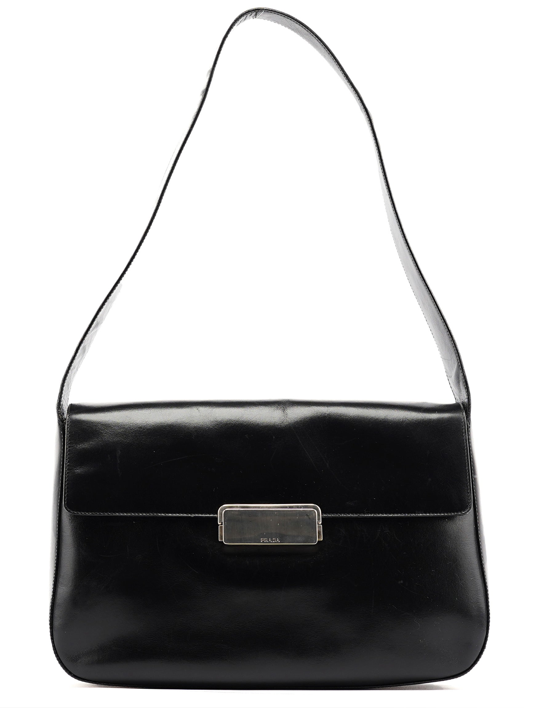 Brown Calfskin Buckle Shoulder Bag