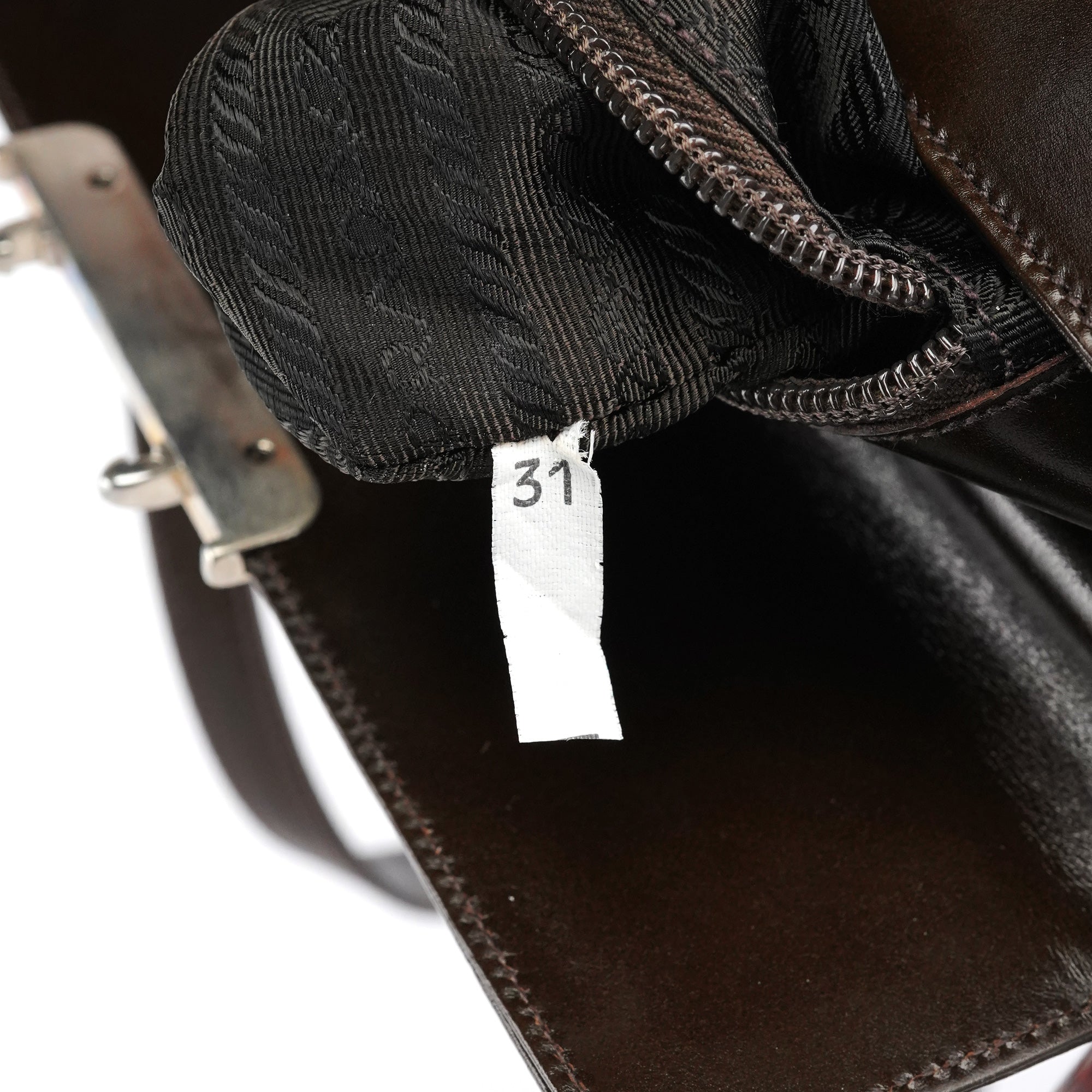 Brown Calfskin Buckle Shoulder Bag