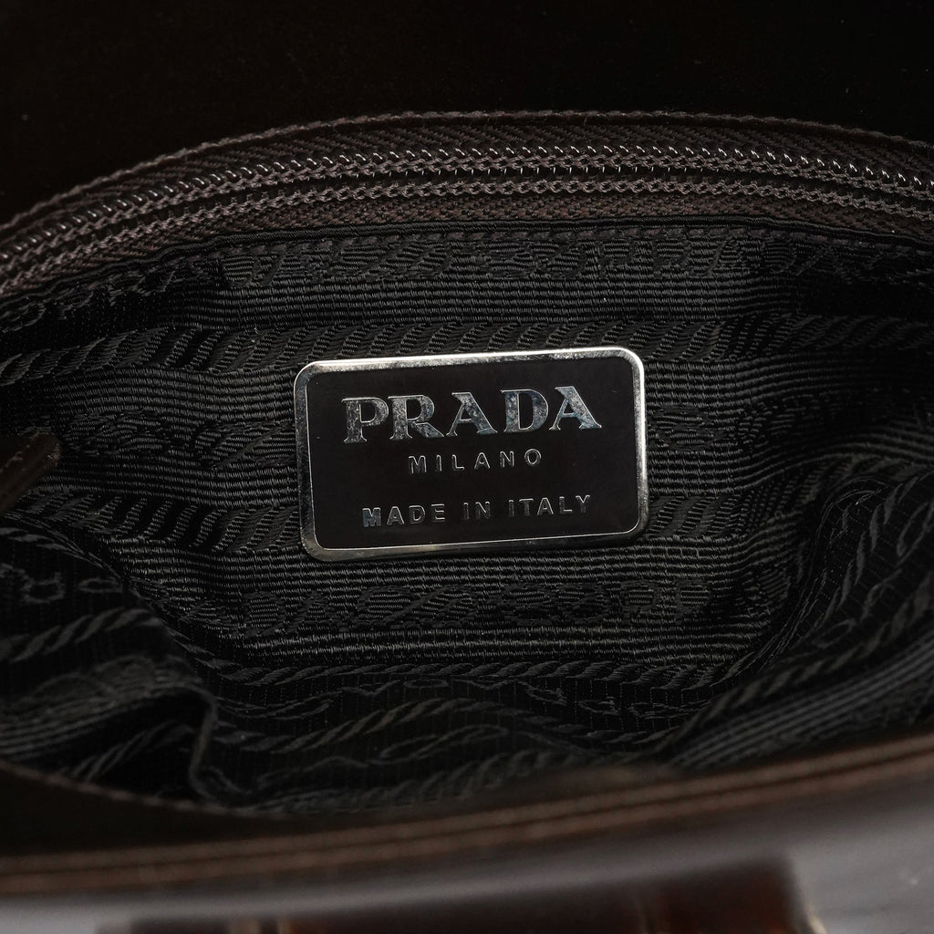 Brown Calfskin Buckle Shoulder Bag