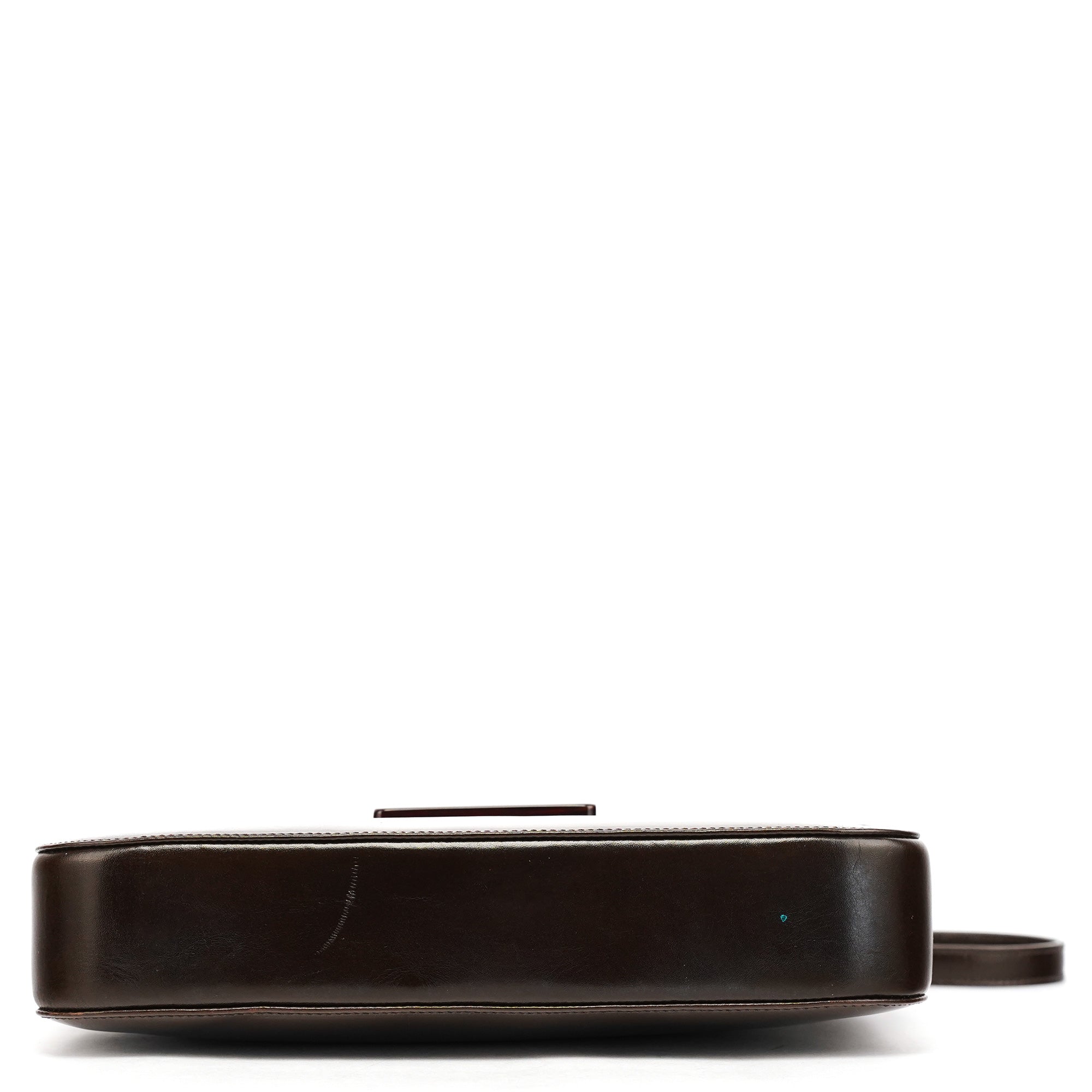 Brown Calfskin Buckle Shoulder Bag