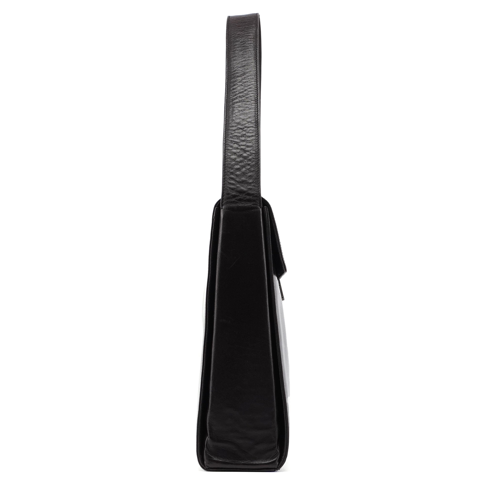 Brown Calfskin Buckle Shoulder Bag