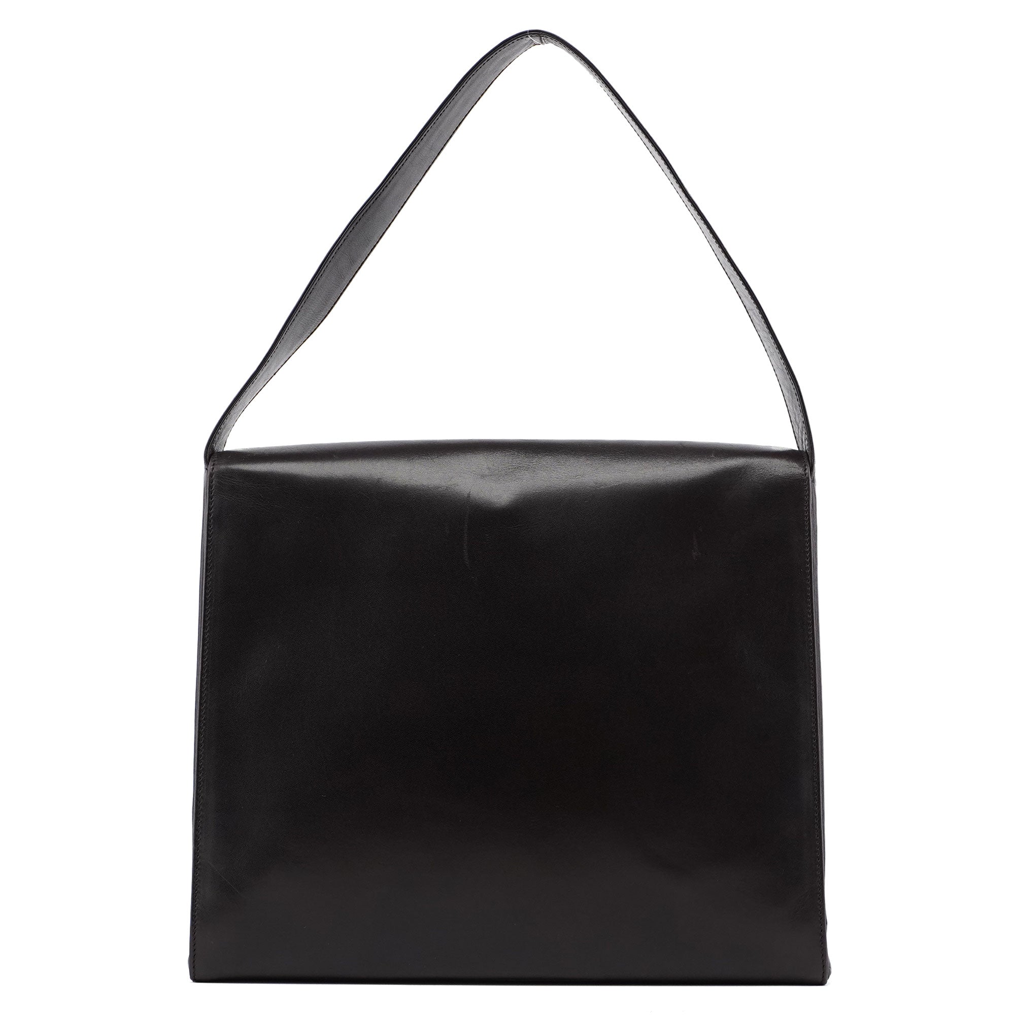 Brown Calfskin Buckle Shoulder Bag