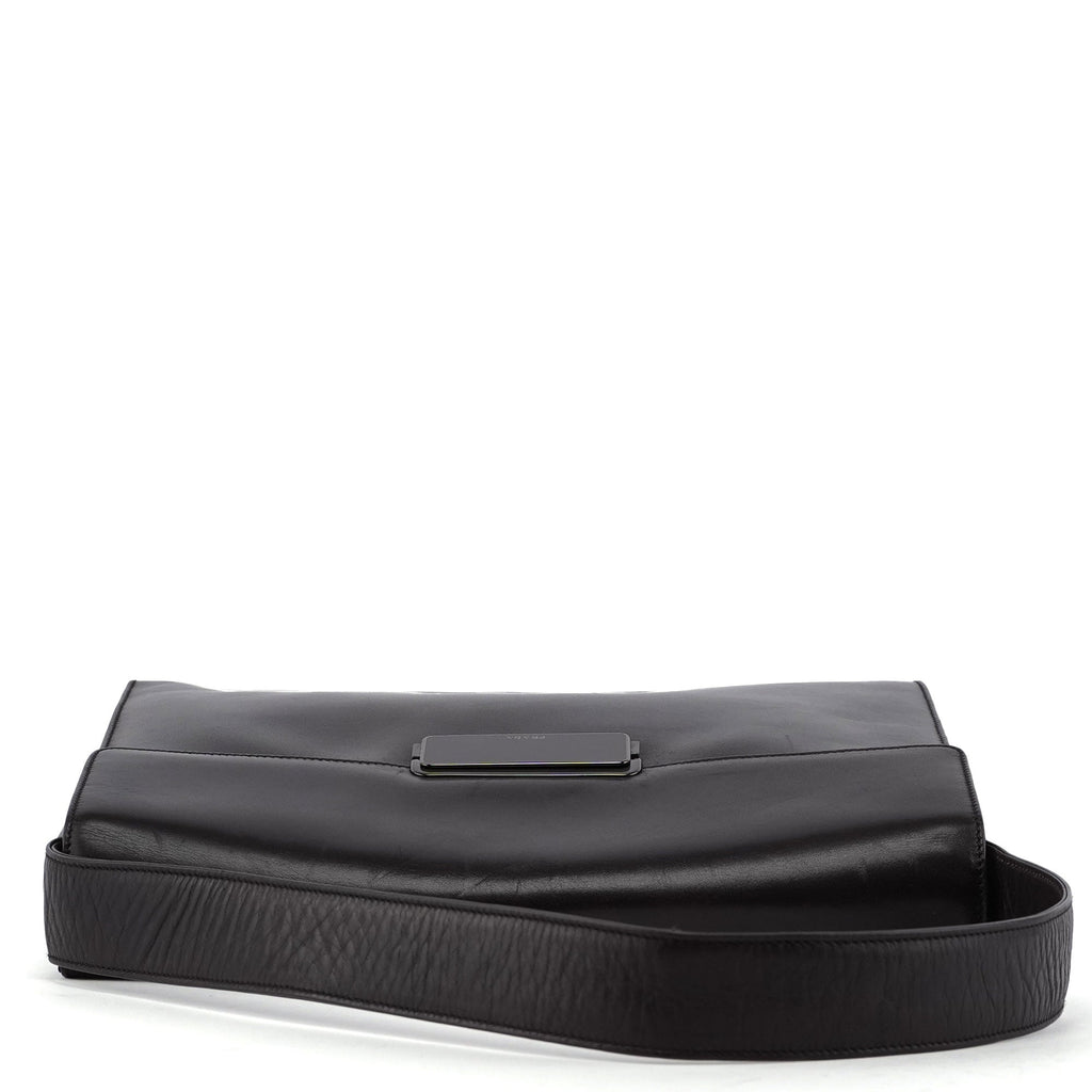 Brown Calfskin Buckle Shoulder Bag