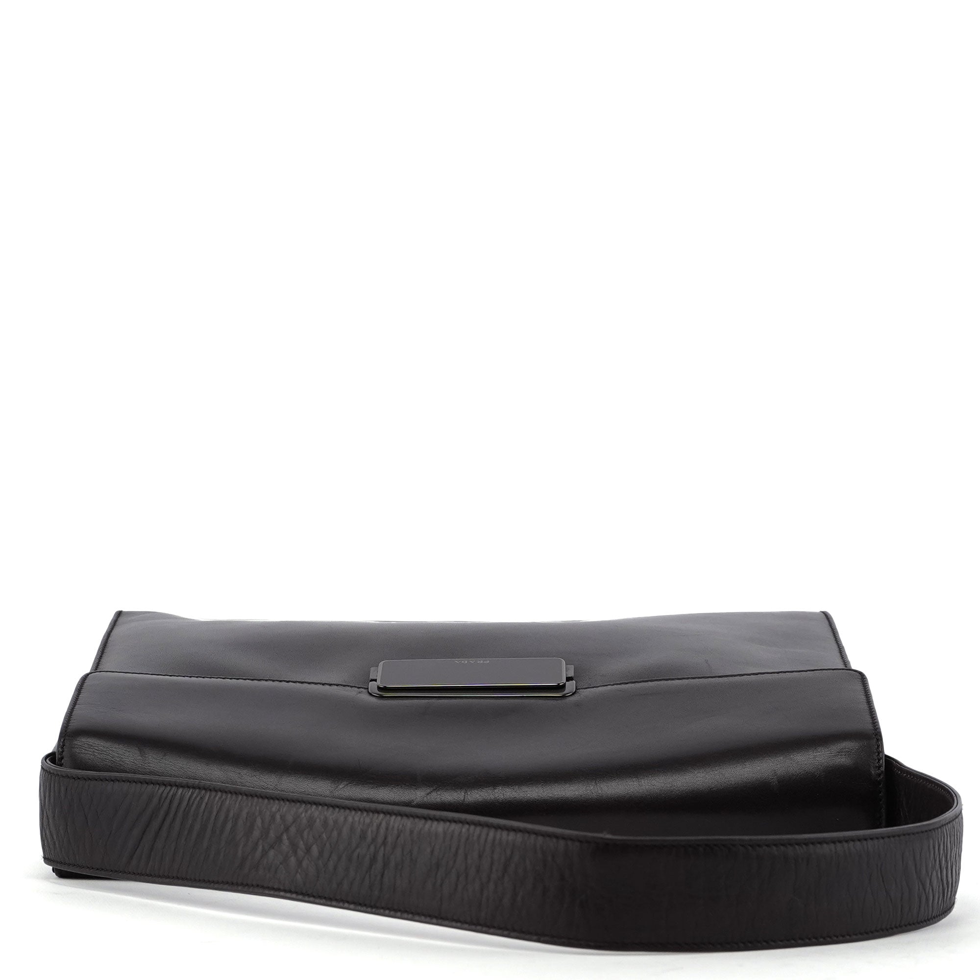 Brown Calfskin Buckle Shoulder Bag