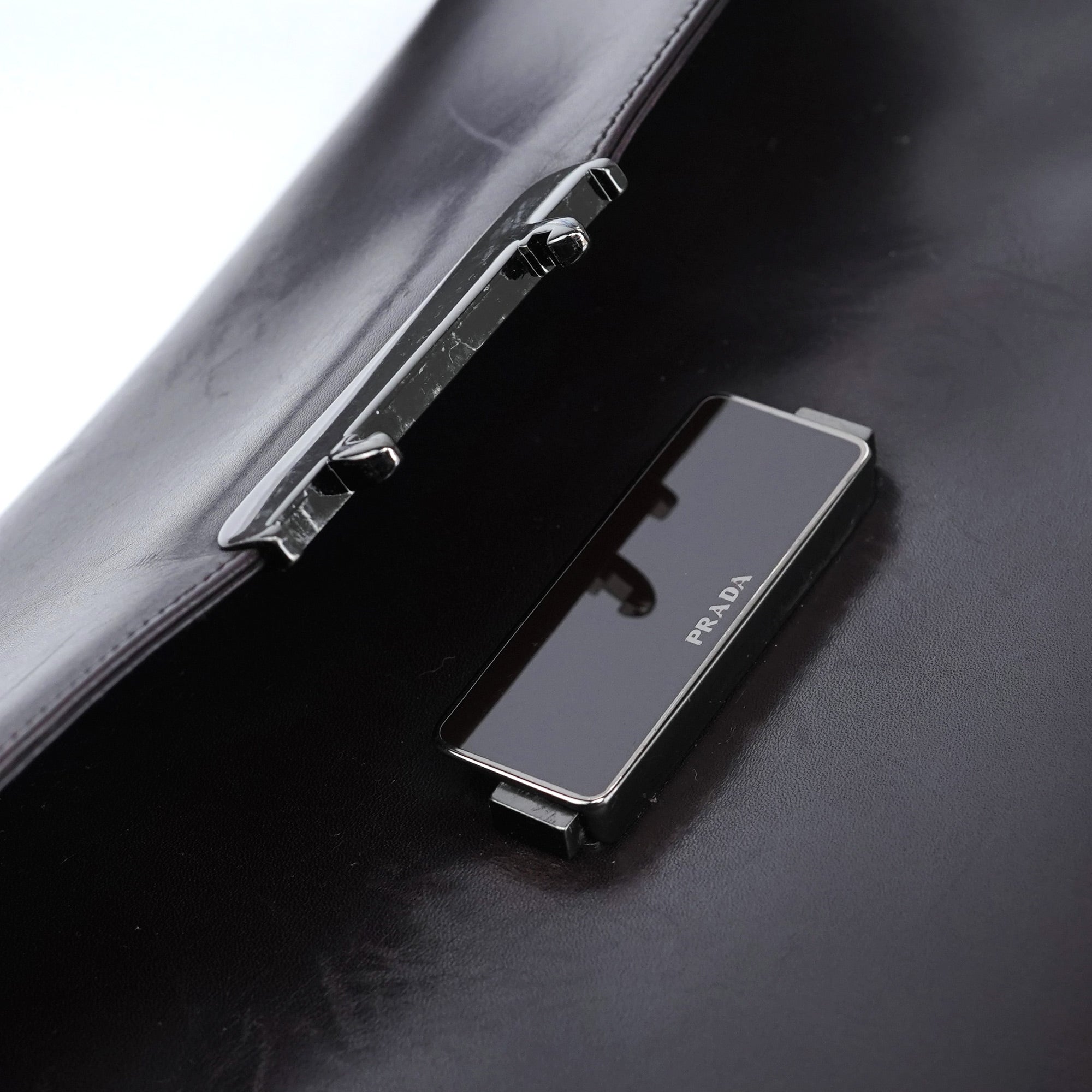 Brown Calfskin Buckle Shoulder Bag