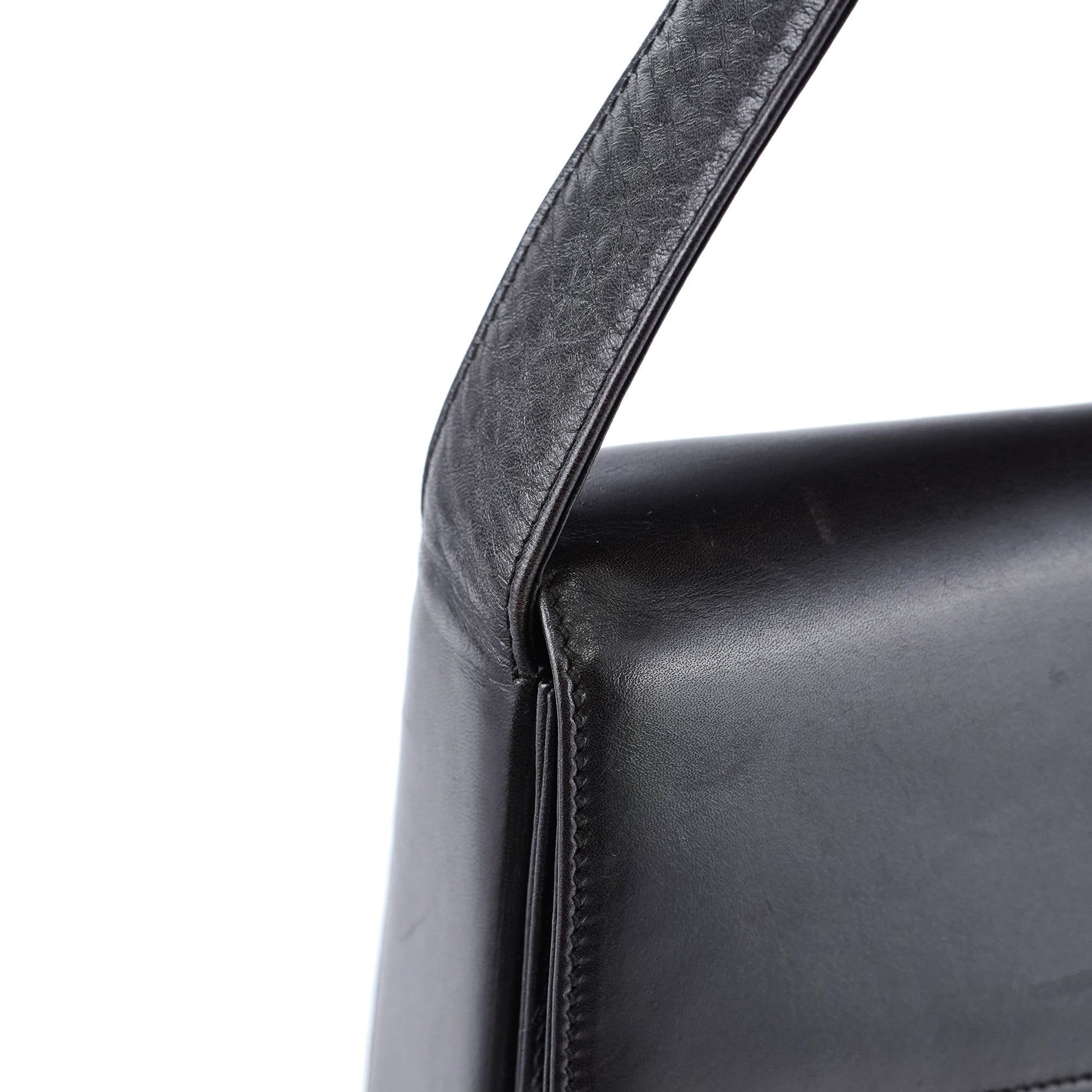 Brown Calfskin Buckle Shoulder Bag