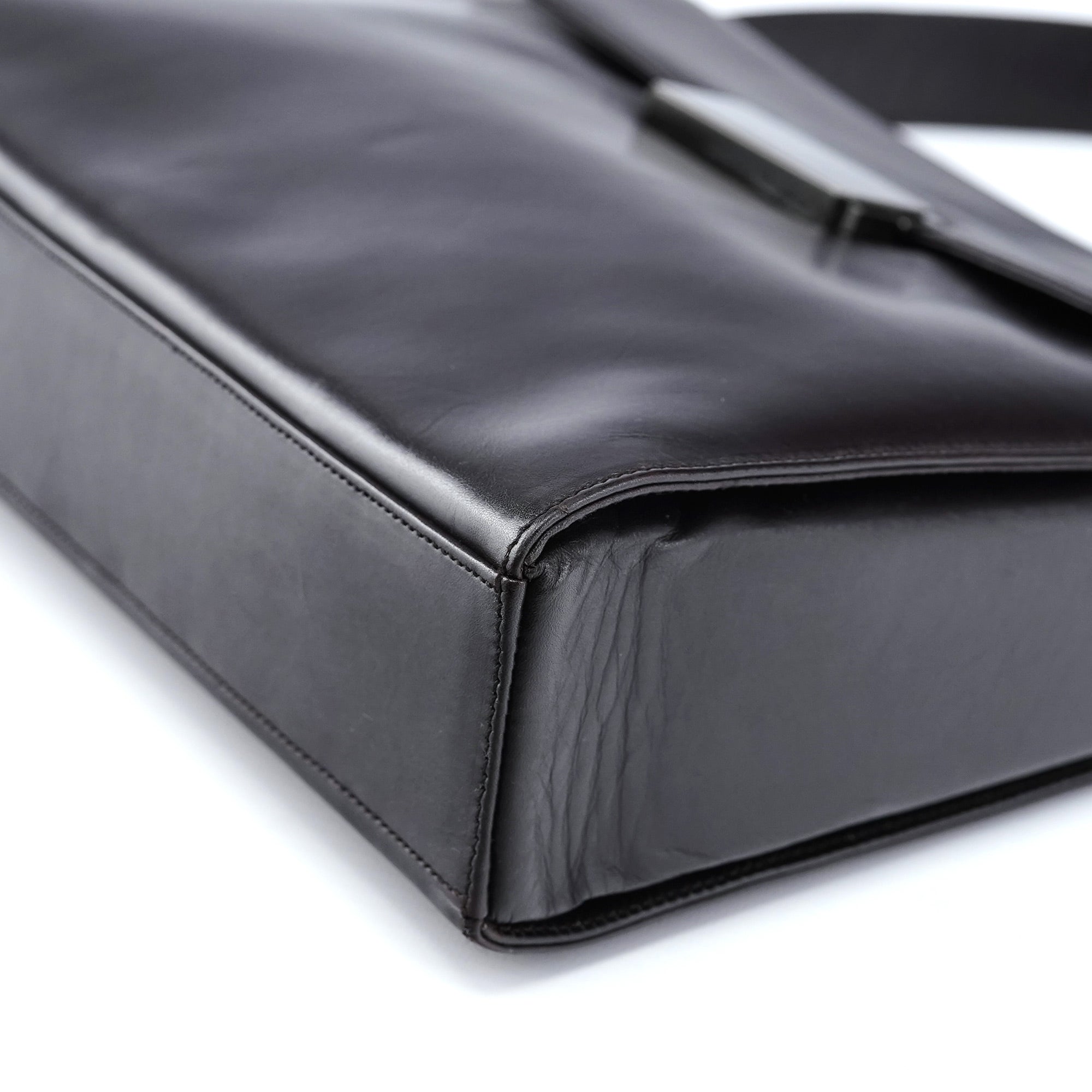 Brown Calfskin Buckle Shoulder Bag