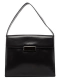 Brown Calfskin Buckle Shoulder Bag