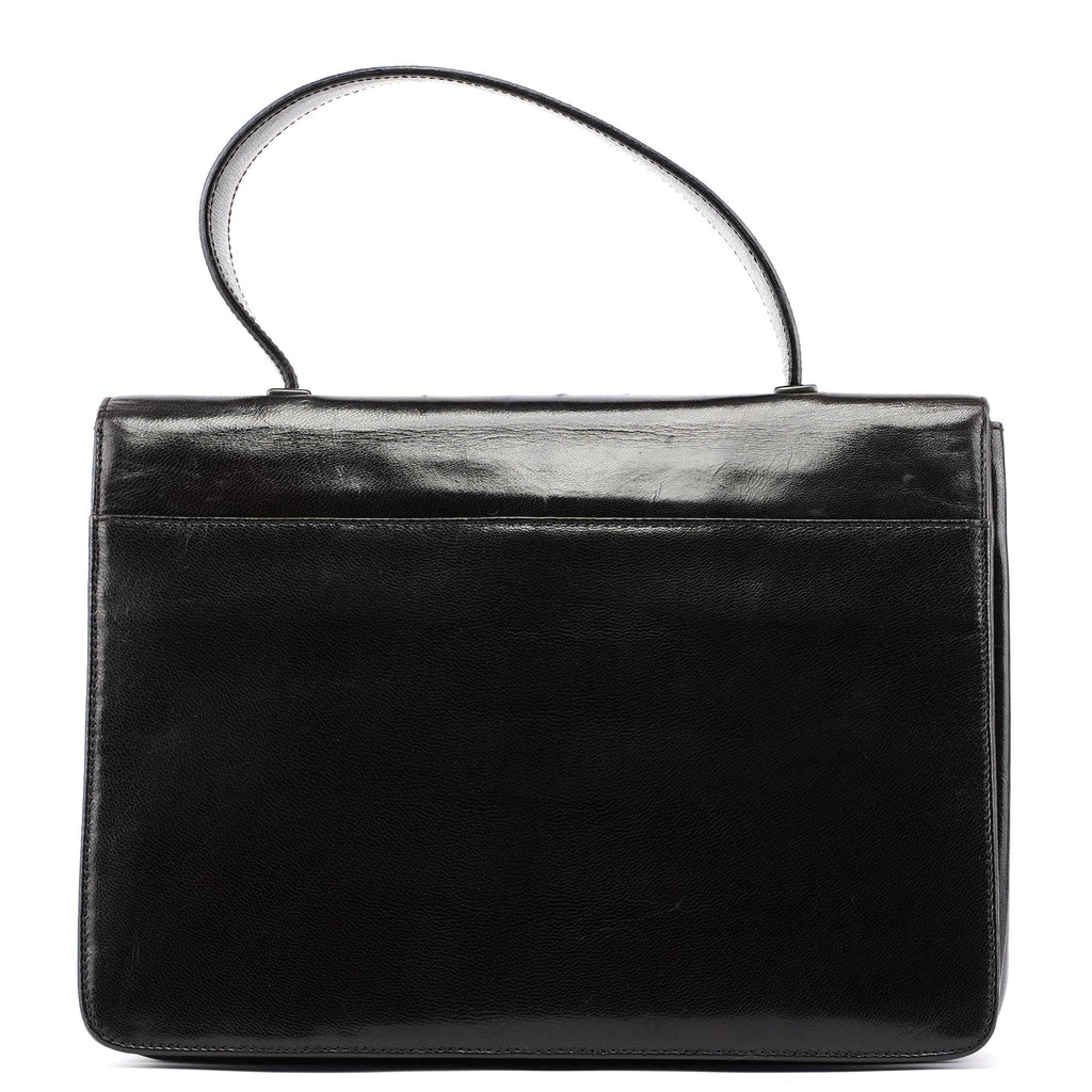 Brown Calfskin Buckle Top Handle Bag