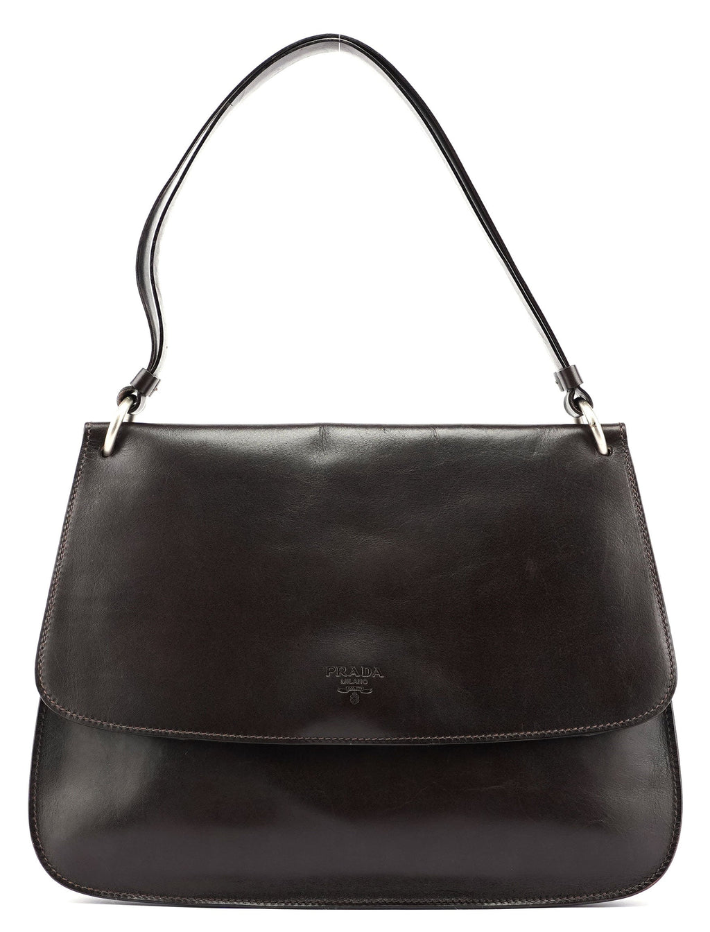 Brown Calfskin Hobo Shoulder Bag