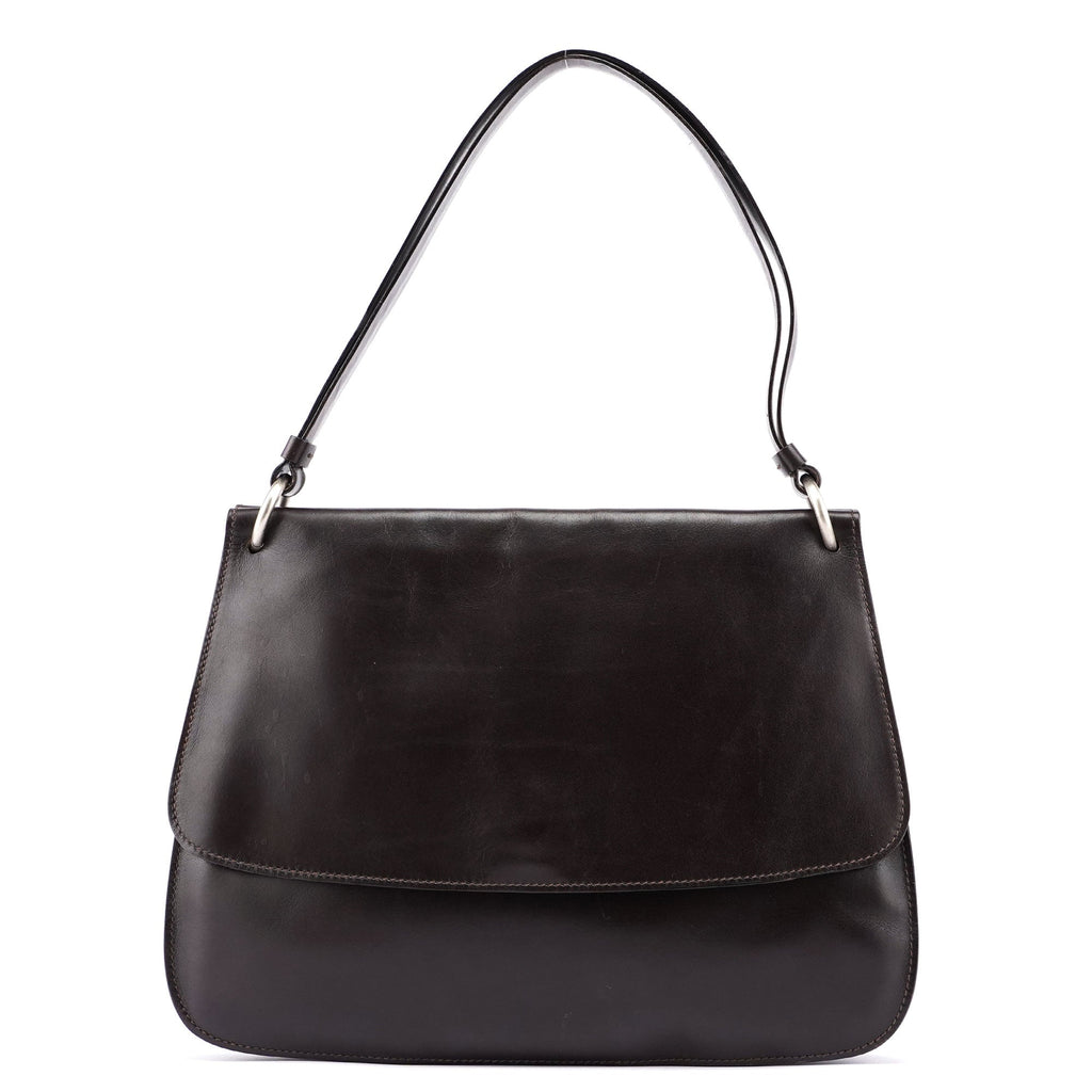 Brown Calfskin Hobo Shoulder Bag