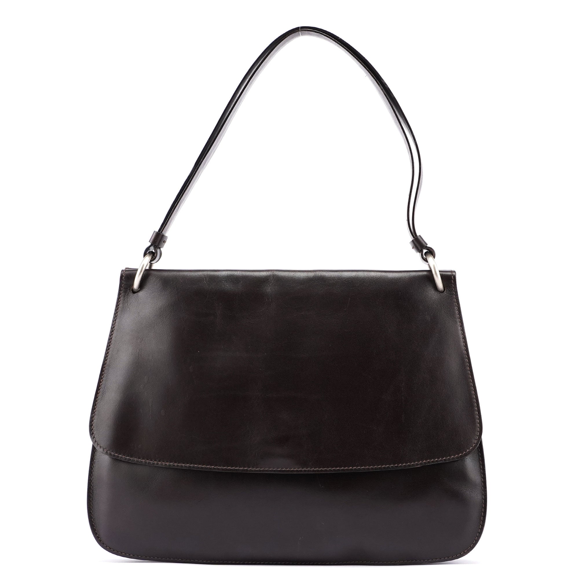 Brown Calfskin Hobo Shoulder Bag