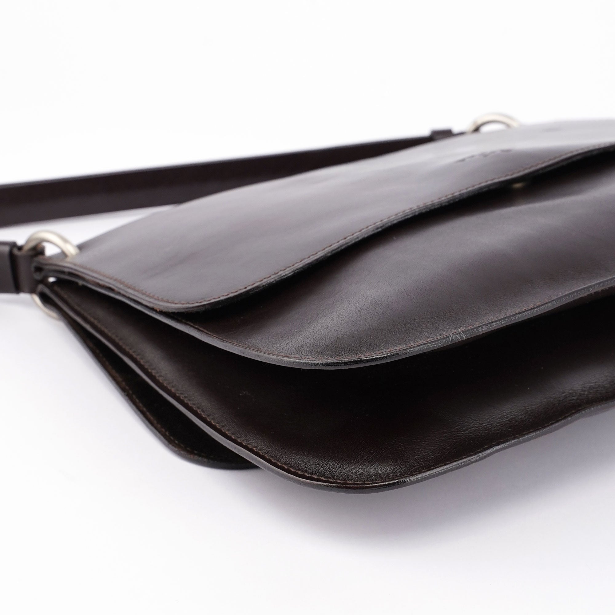 Brown Calfskin Hobo Shoulder Bag