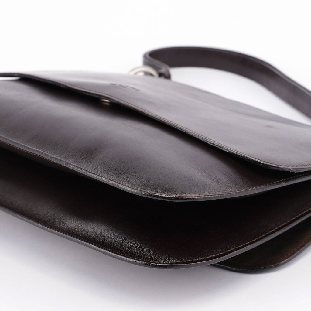 Brown Calfskin Hobo Shoulder Bag