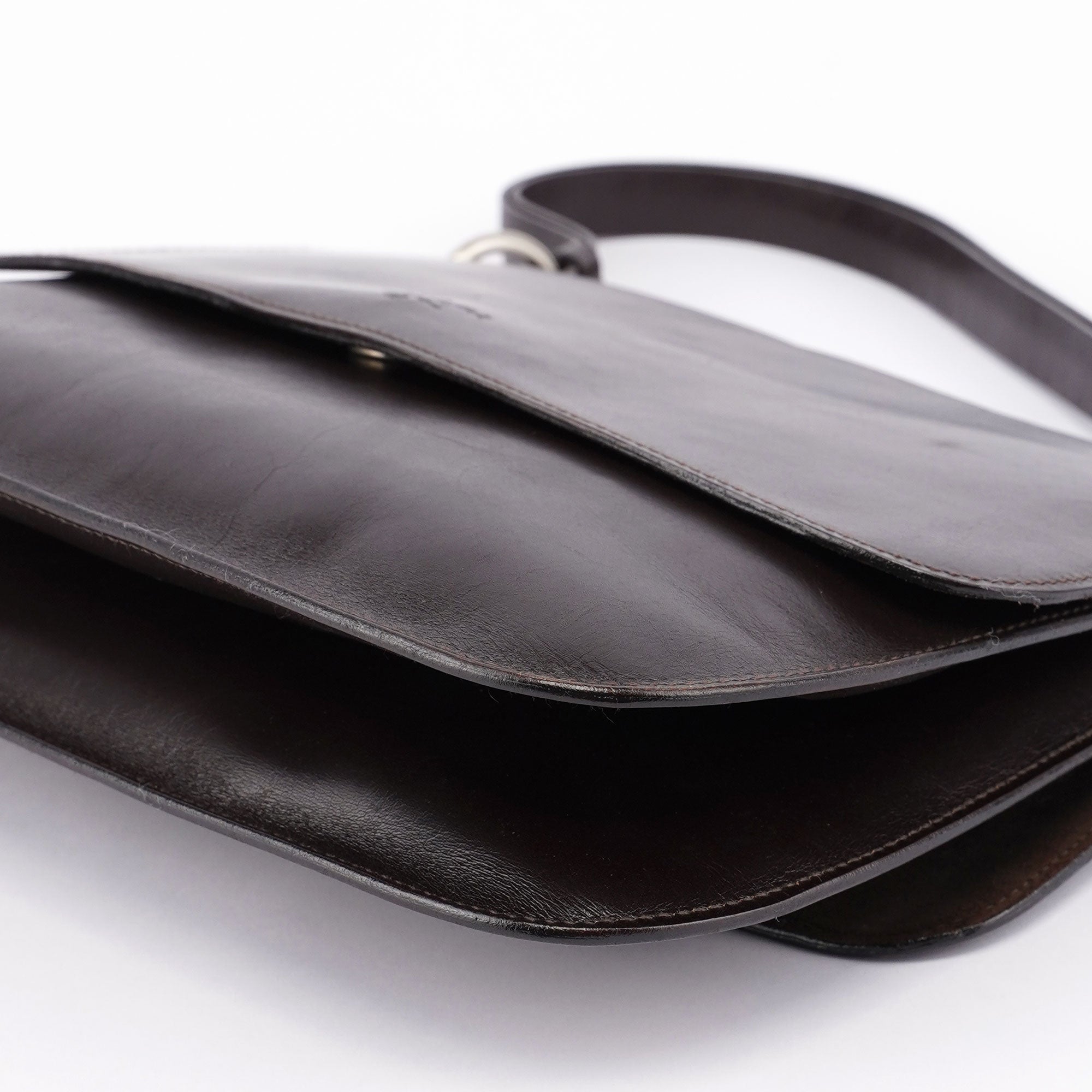 Brown Calfskin Hobo Shoulder Bag