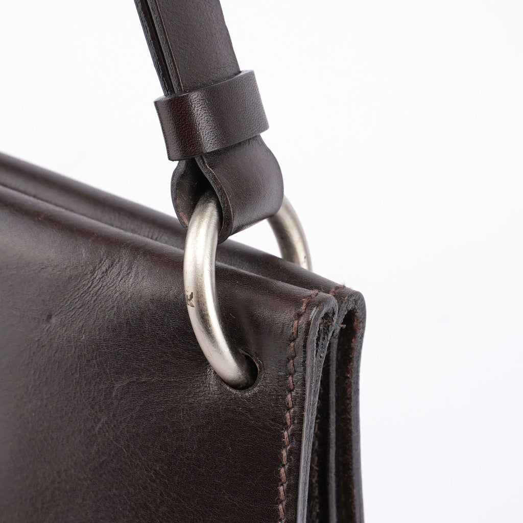 Brown Calfskin Hobo Shoulder Bag