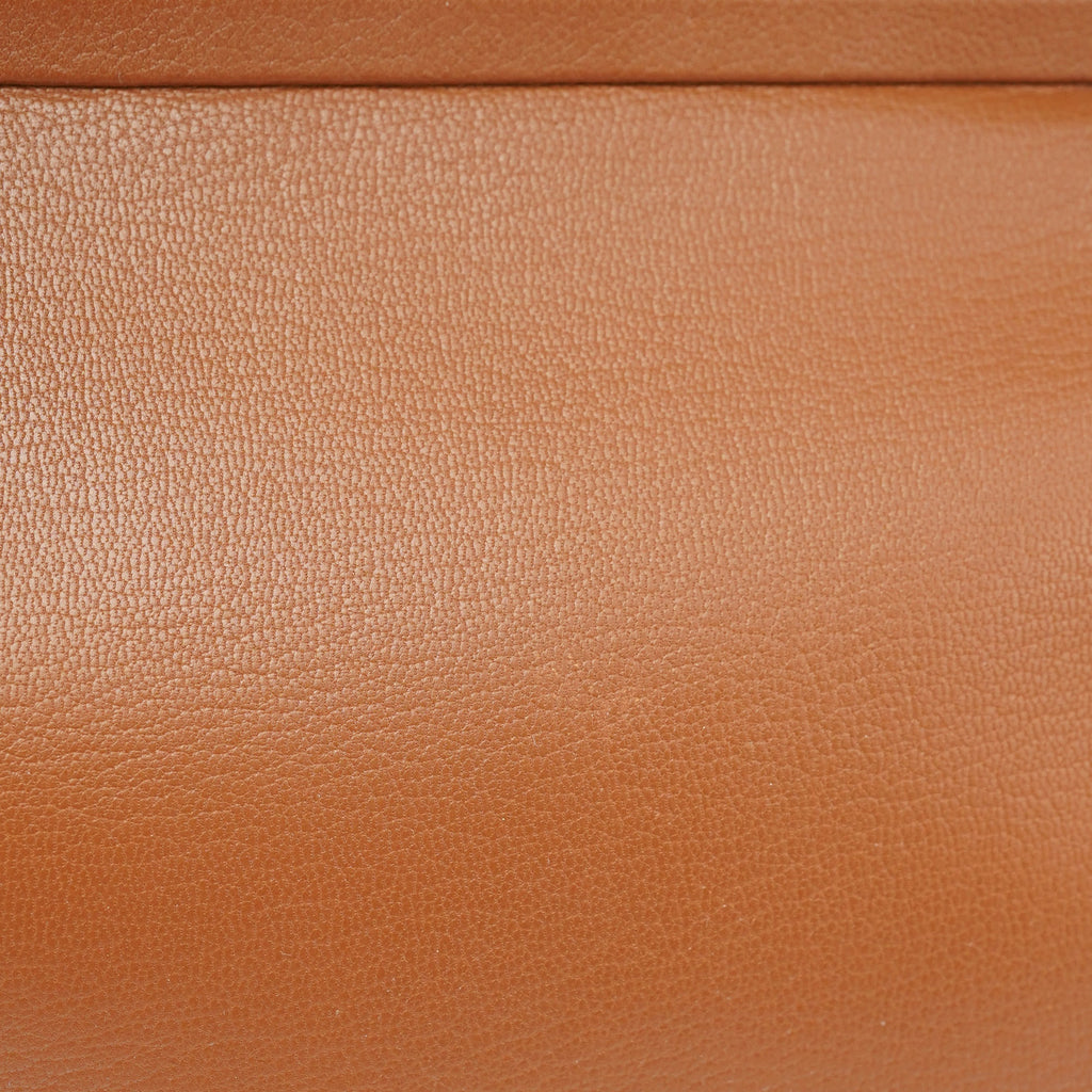 Brown Calfskin Keylock Top Handle Bag