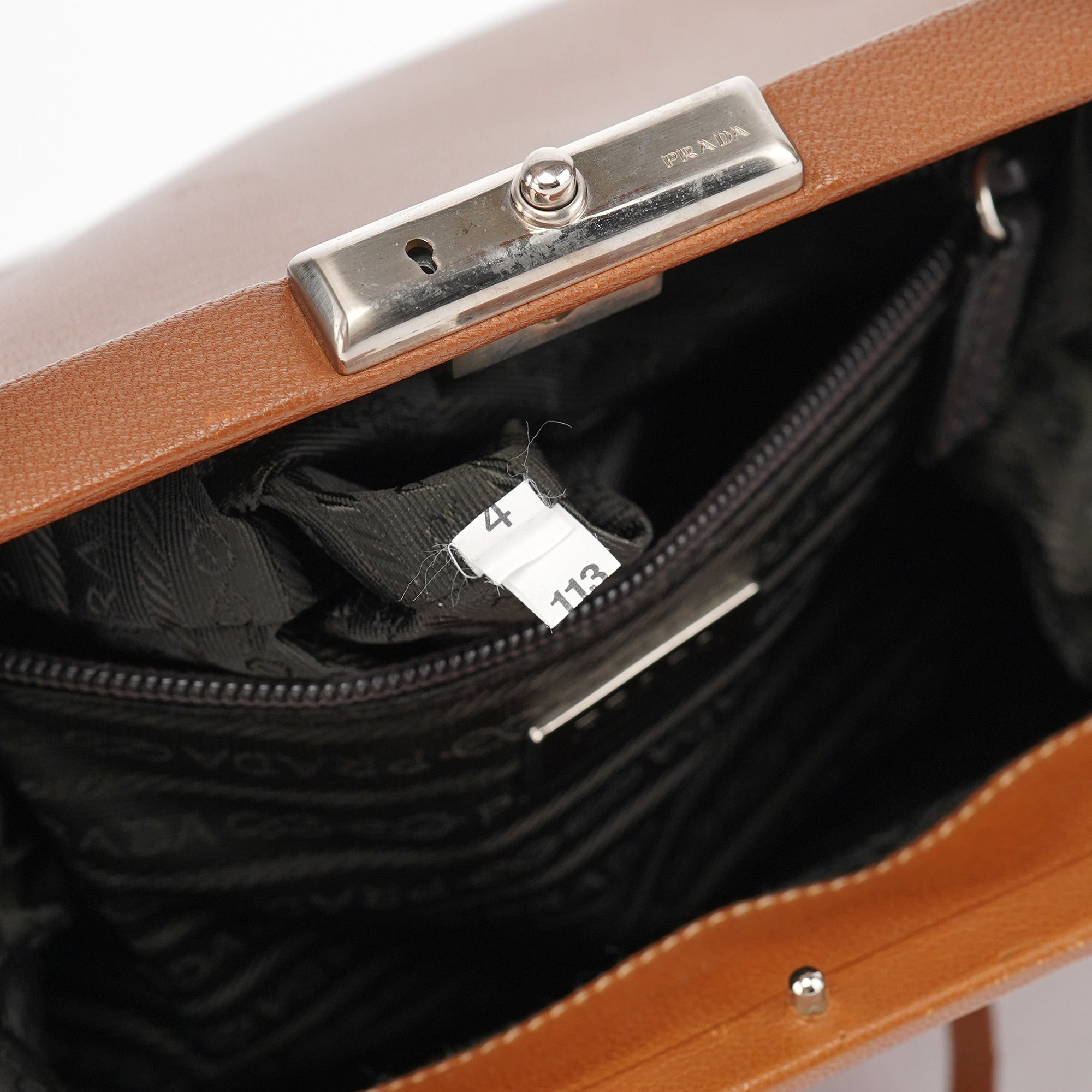 Brown Calfskin Keylock Top Handle Bag