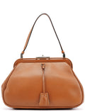 Brown Calfskin Keylock Top Handle Bag