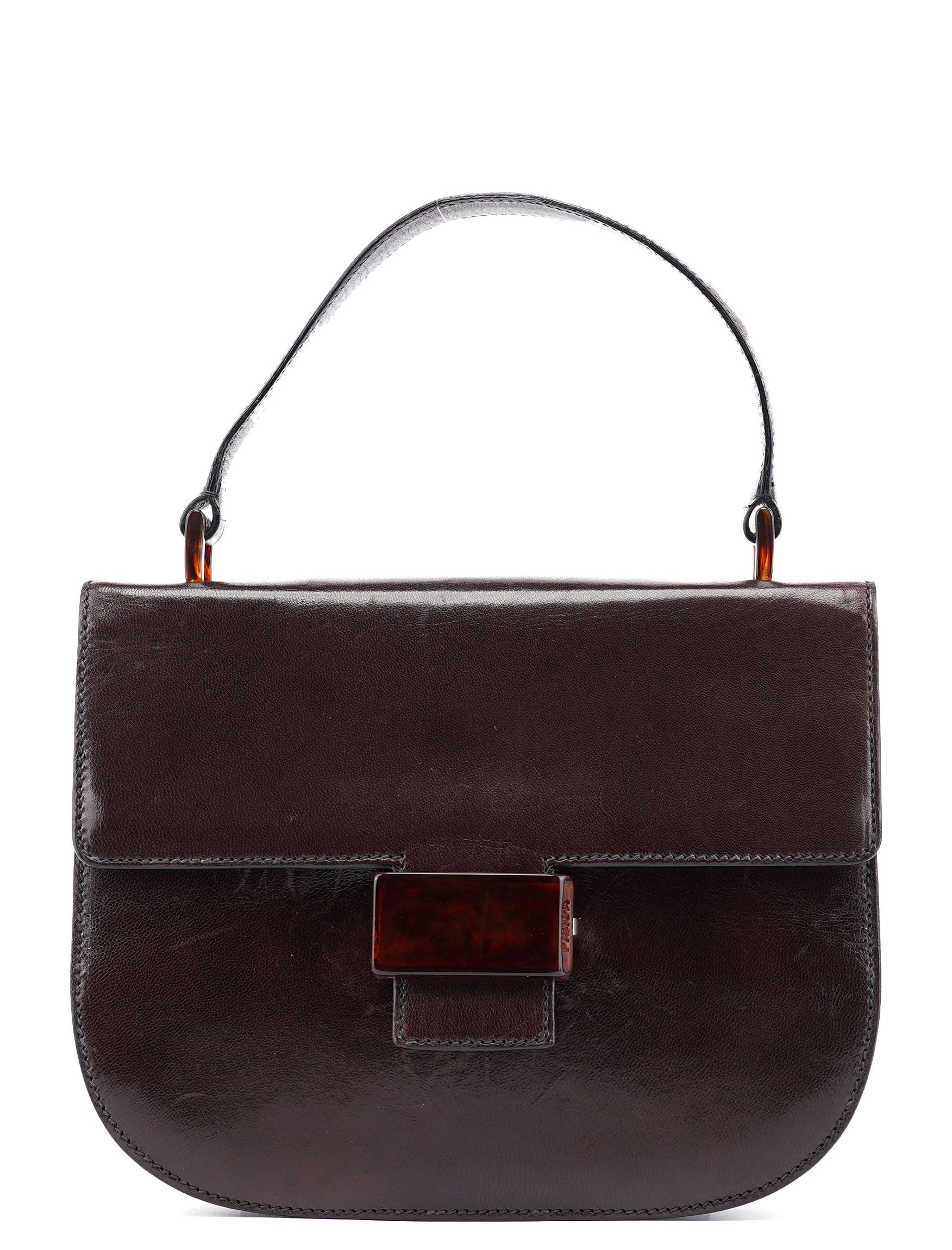 Brown Calfskin Madras Handbag