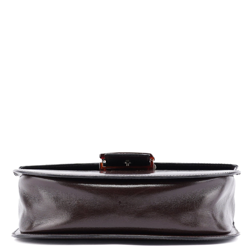 Brown Calfskin Madras Handbag