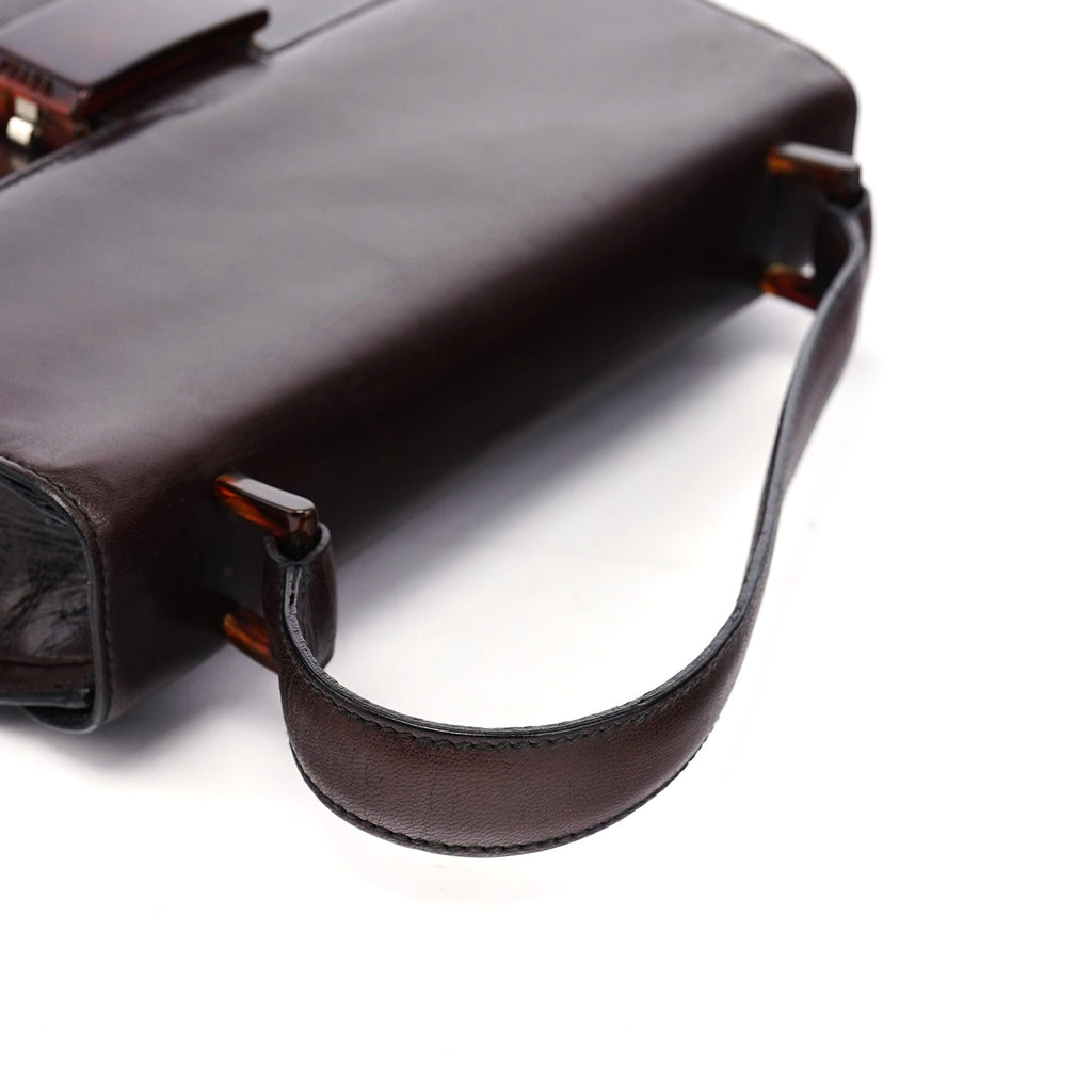 Brown Calfskin Madras Handbag