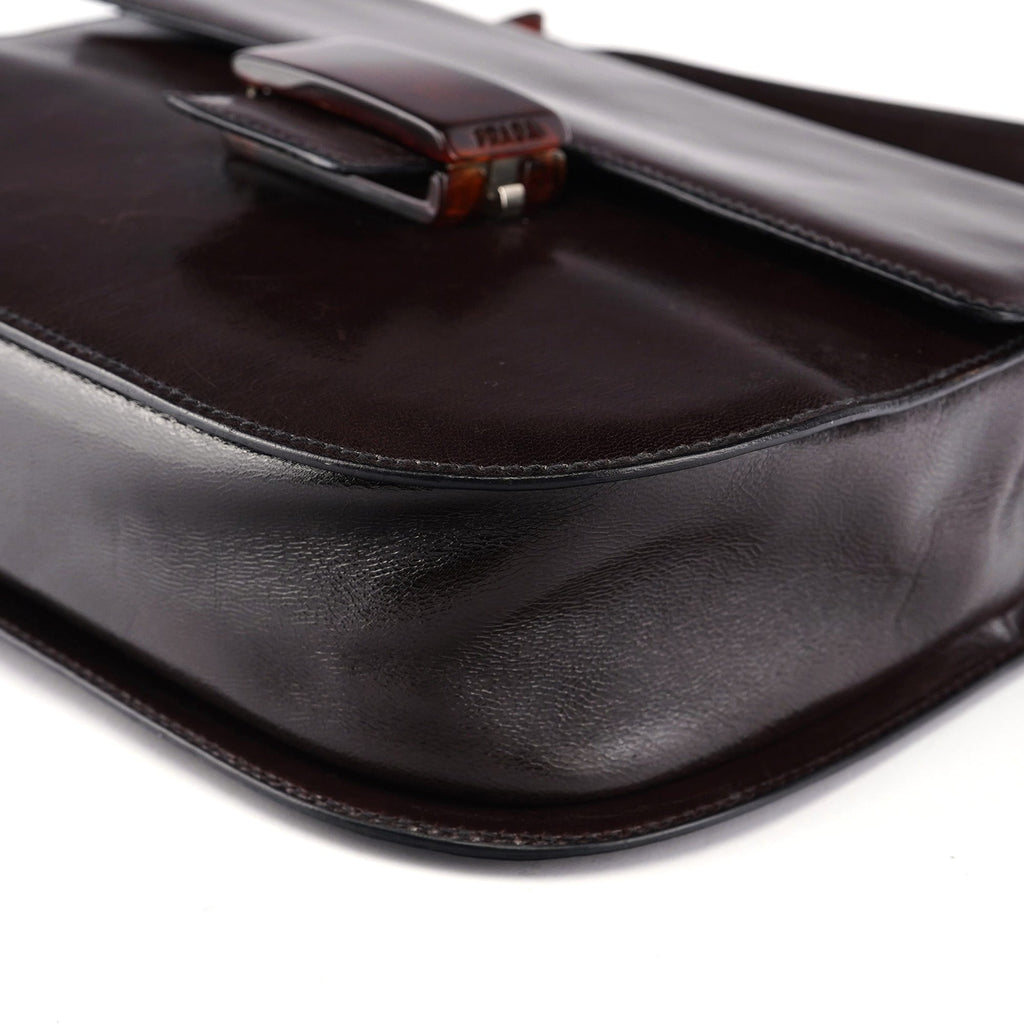 Brown Calfskin Madras Handbag