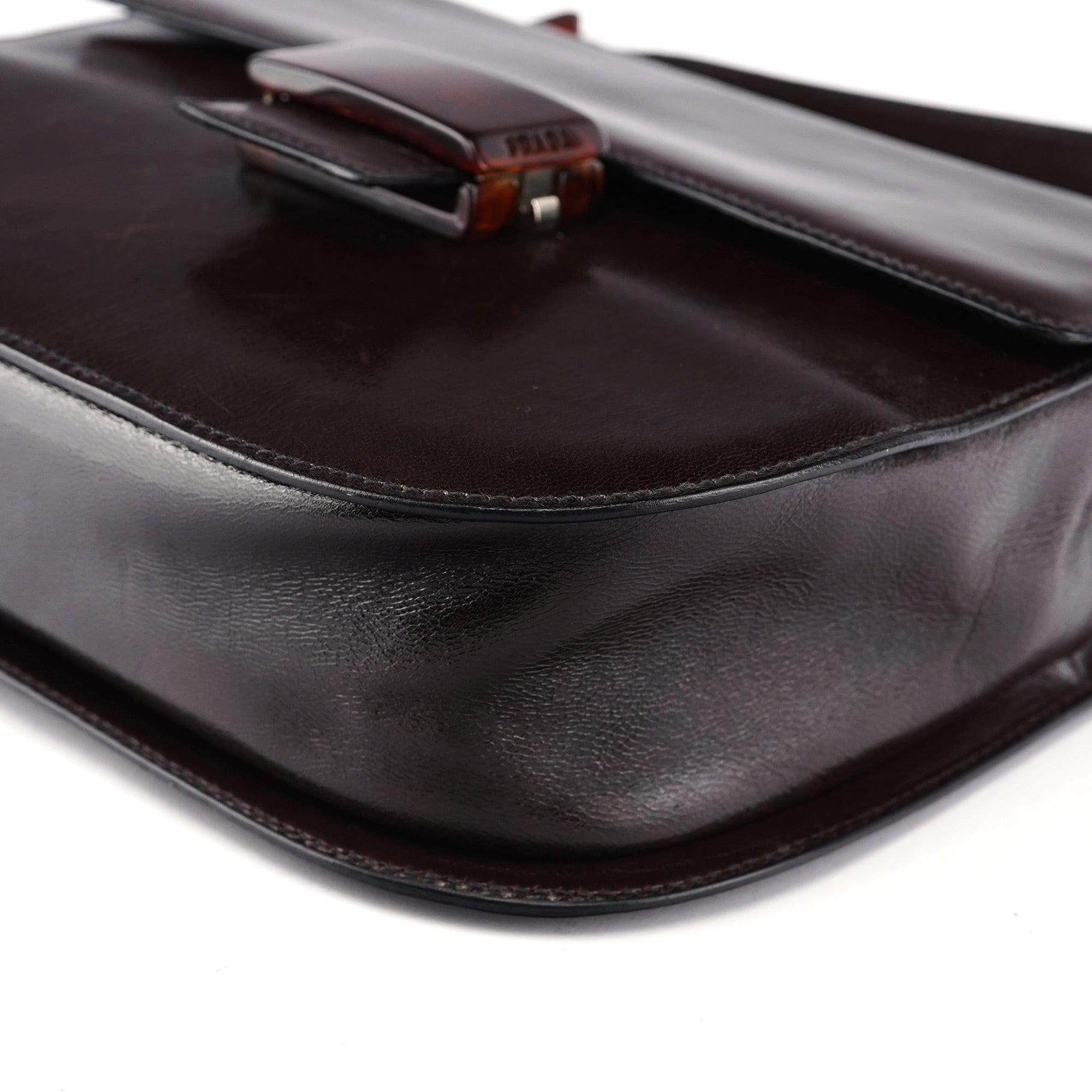 Brown Calfskin Madras Handbag