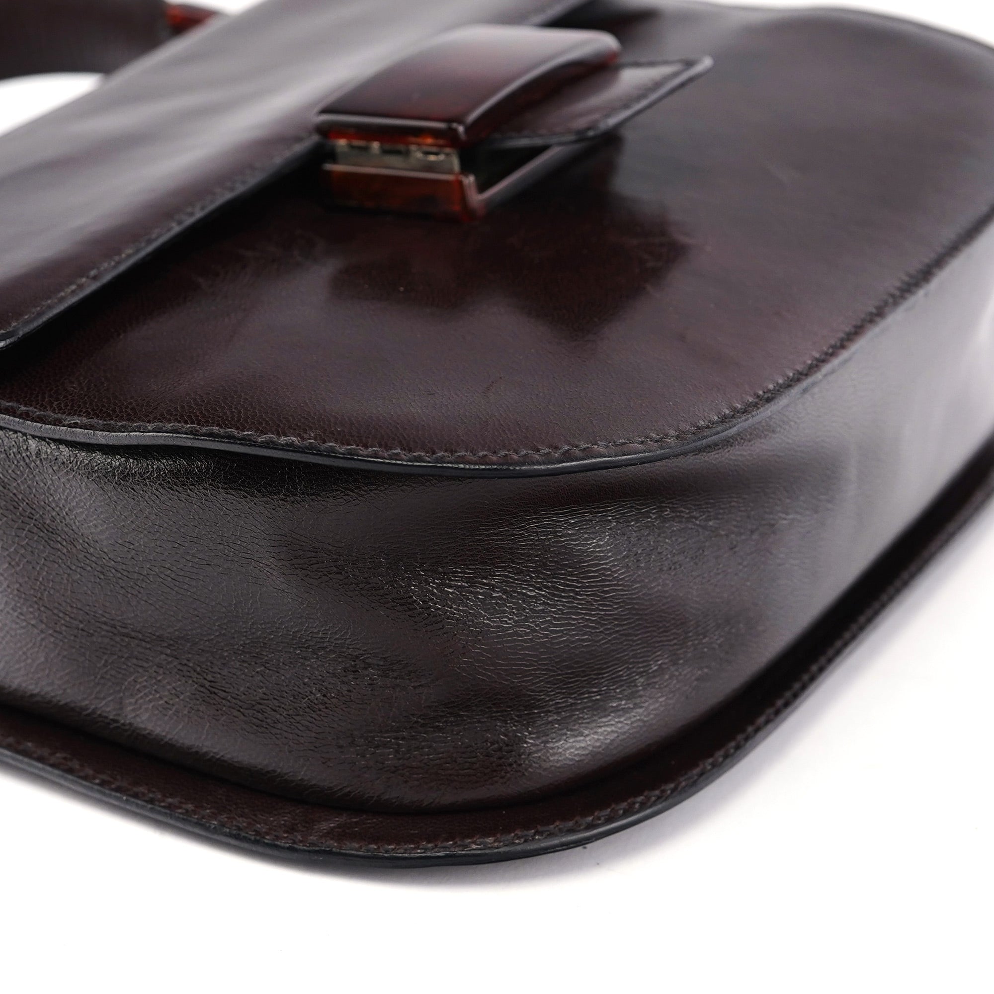 Brown Calfskin Madras Handbag