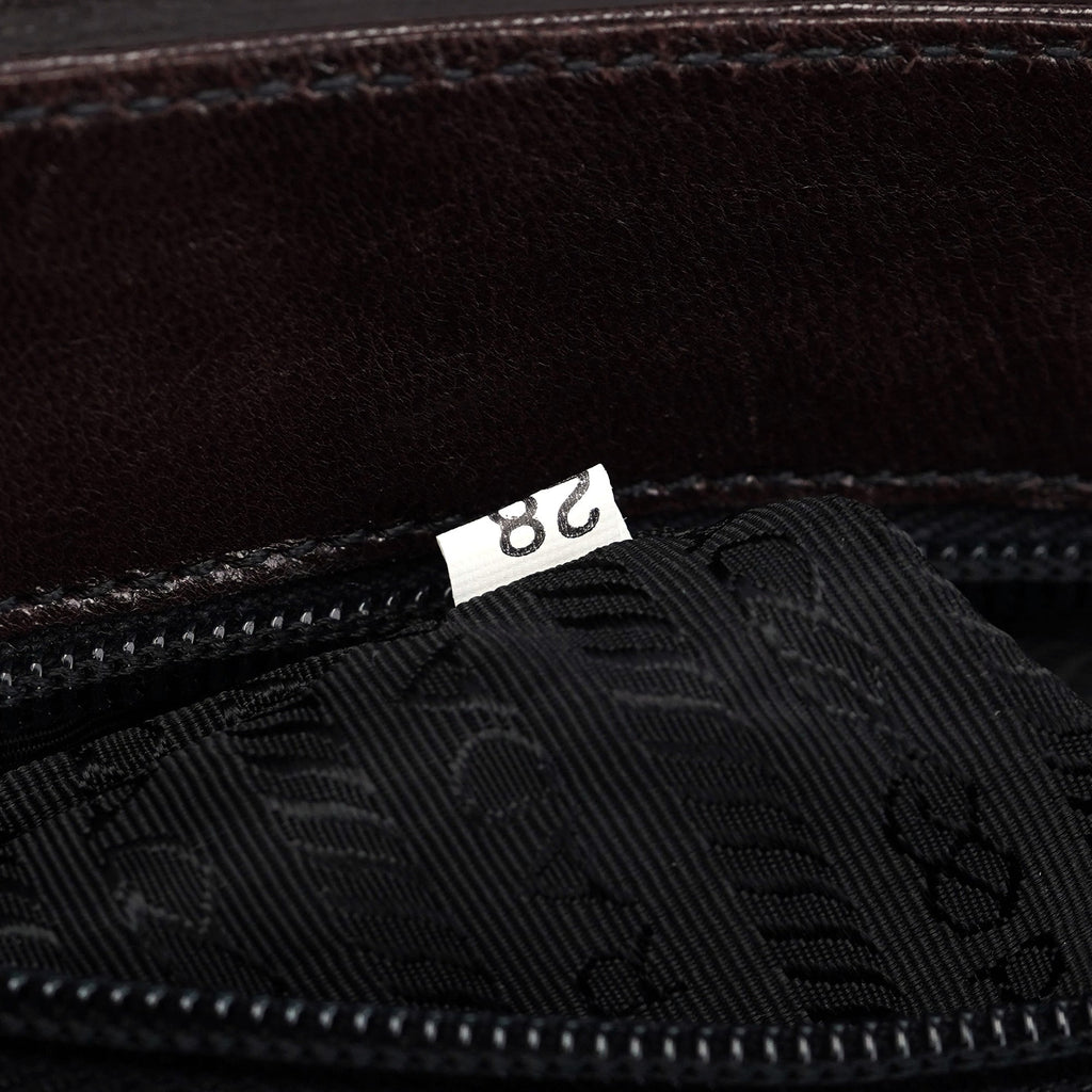 Brown Calfskin Madras Handbag