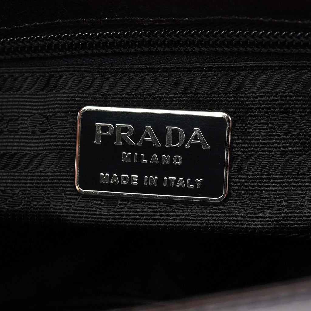 Brown Calfskin Madras Handbag