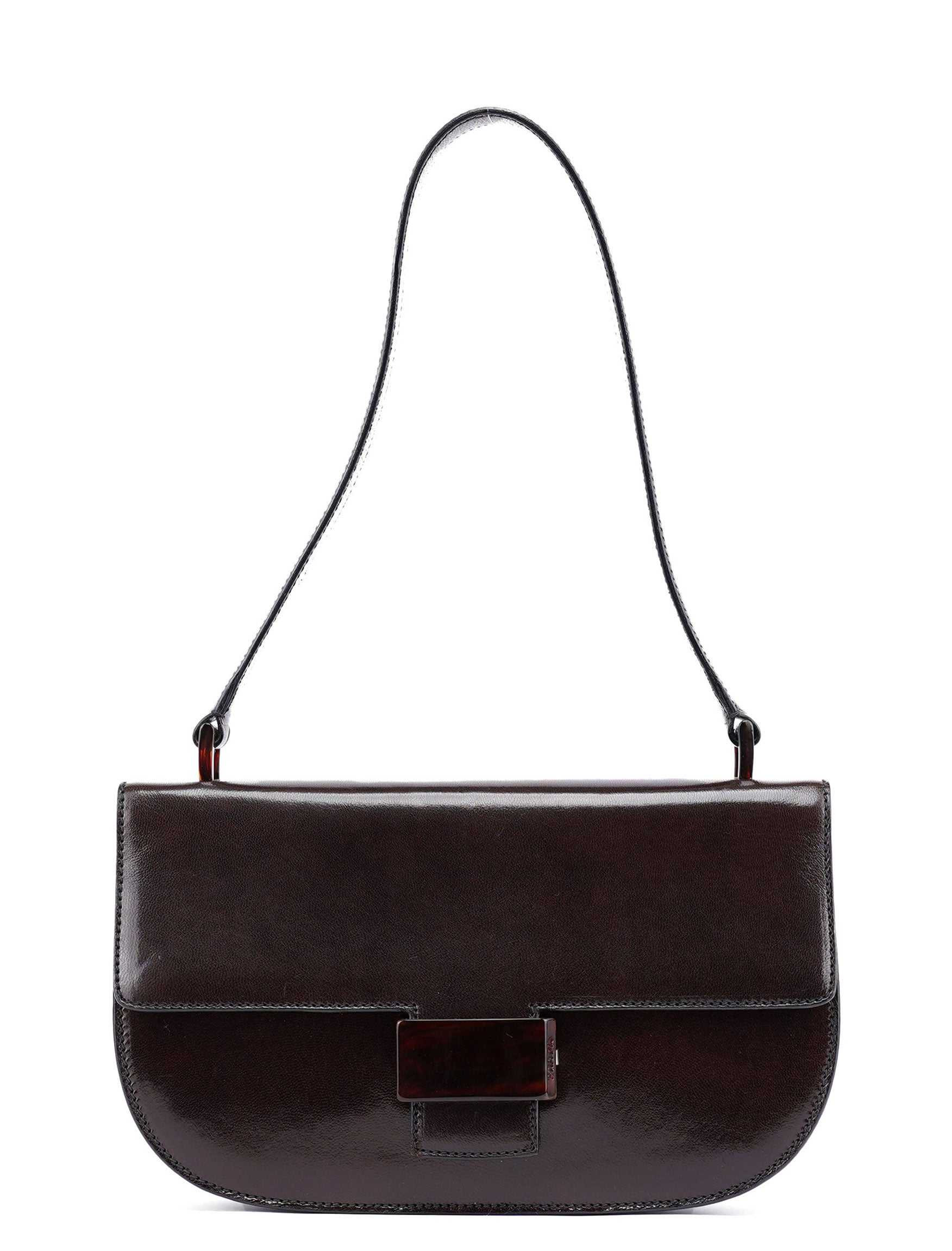 Brown Calfskin Madras Shoulder Bag