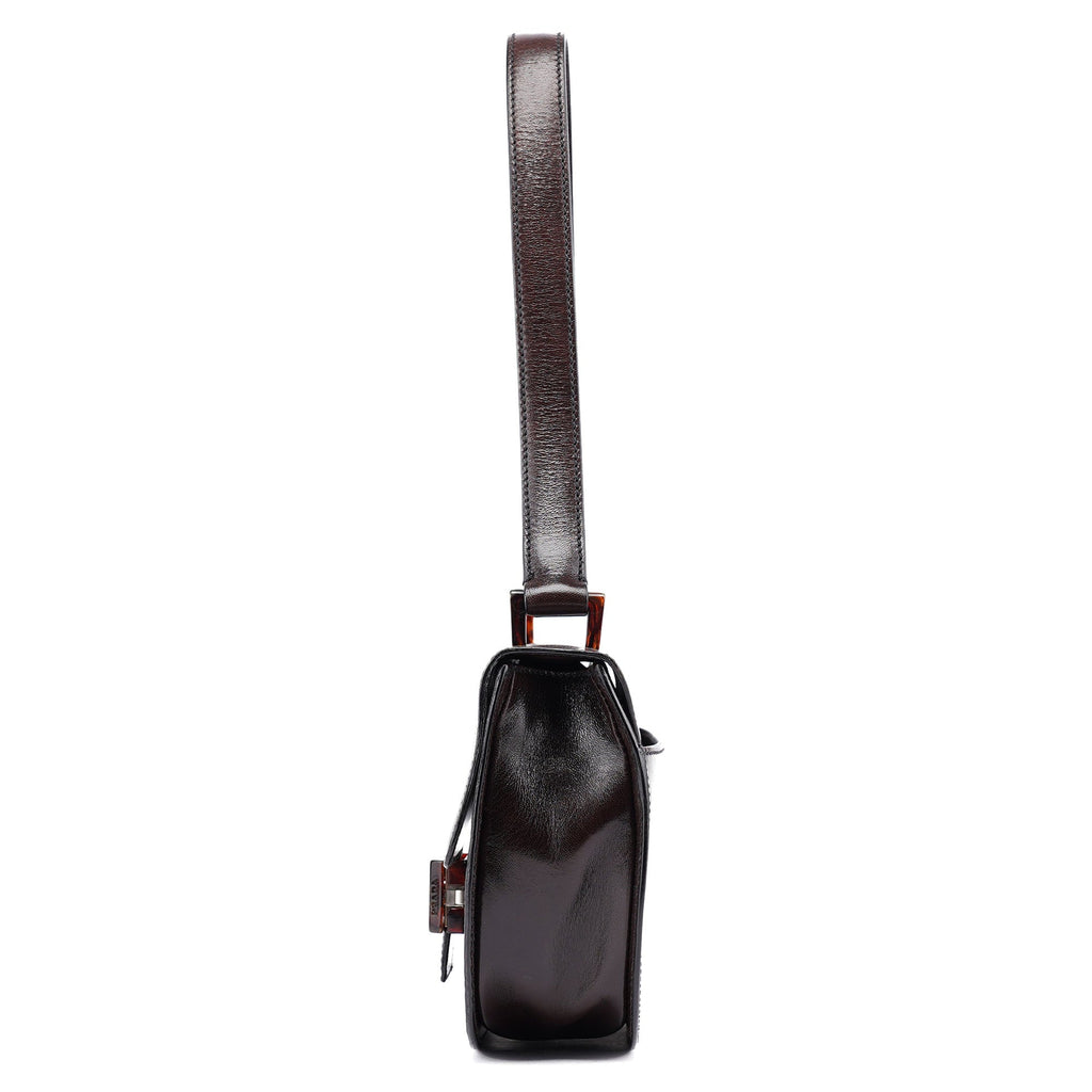 Brown Calfskin Madras Shoulder Bag
