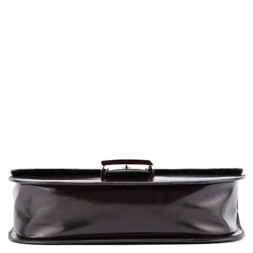 Brown Calfskin Madras Shoulder Bag