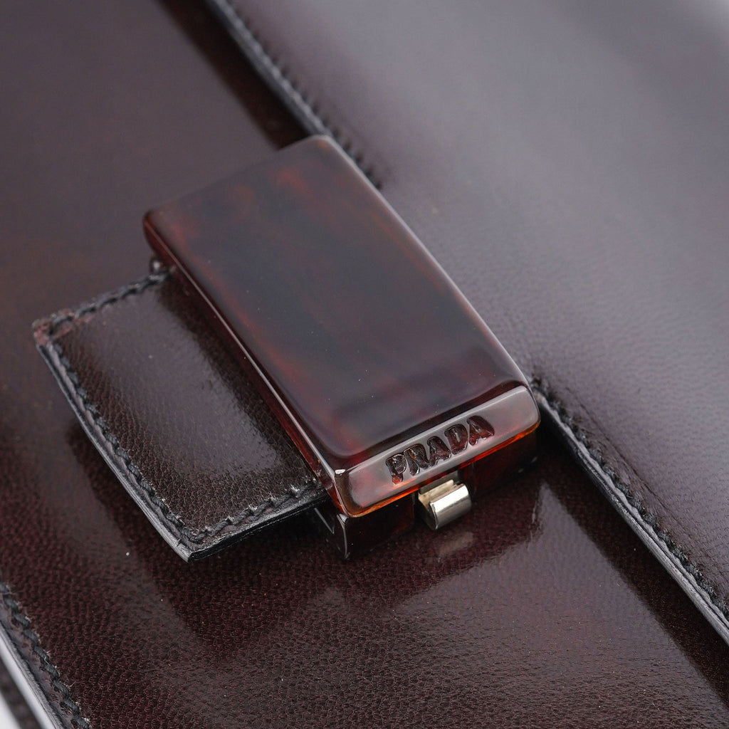 Brown Calfskin Madras Shoulder Bag