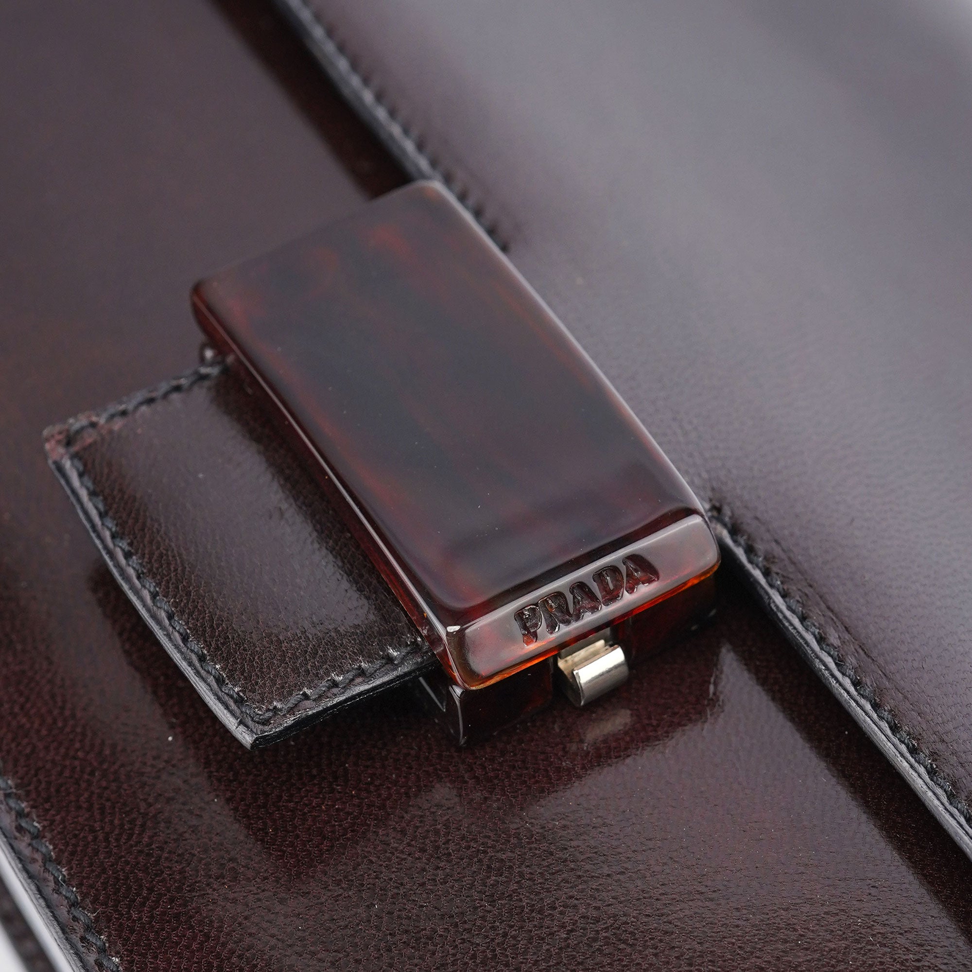 Brown Calfskin Madras Shoulder Bag