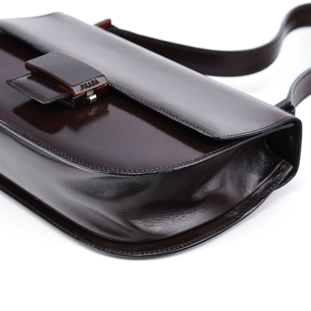 Brown Calfskin Madras Shoulder Bag