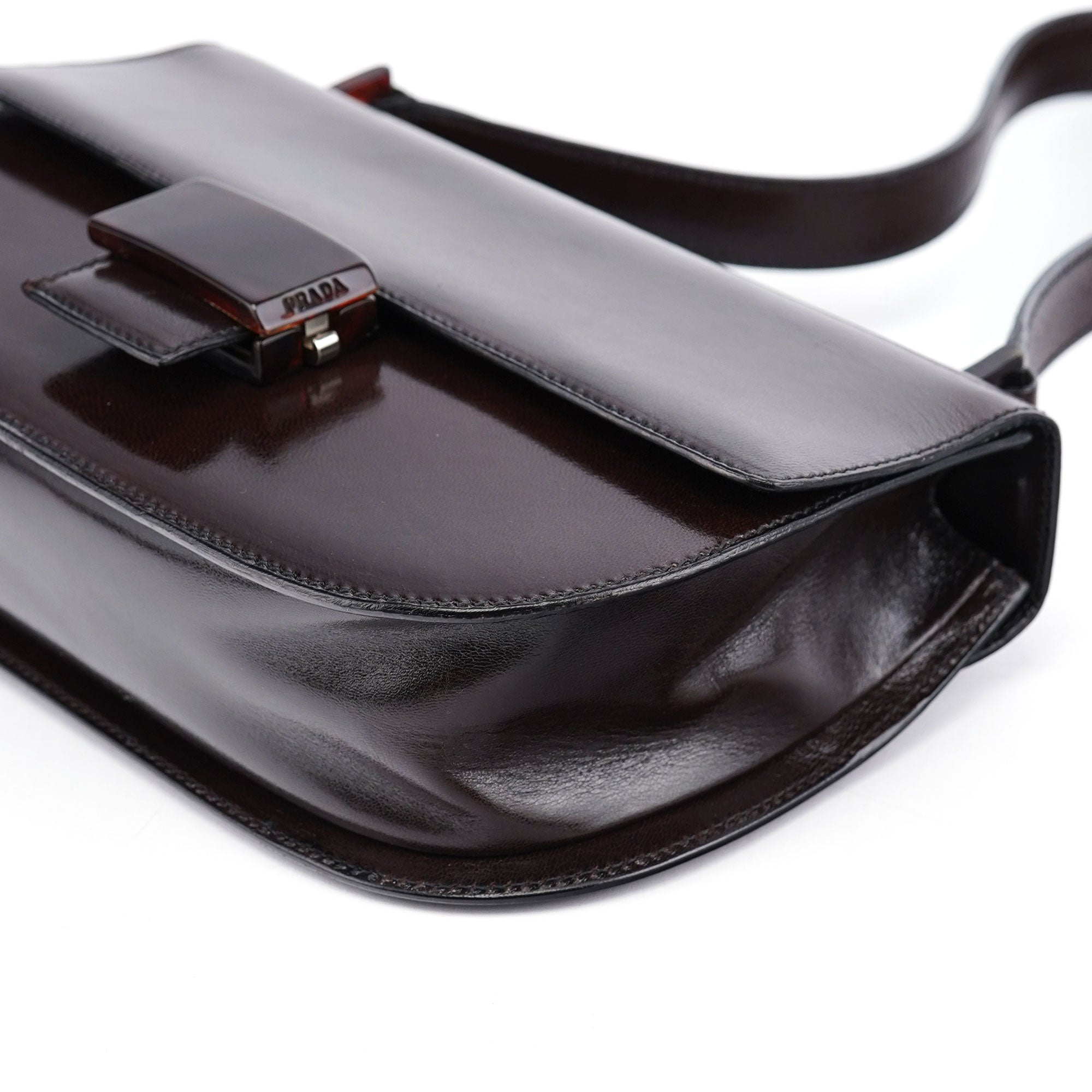 Brown Calfskin Madras Shoulder Bag