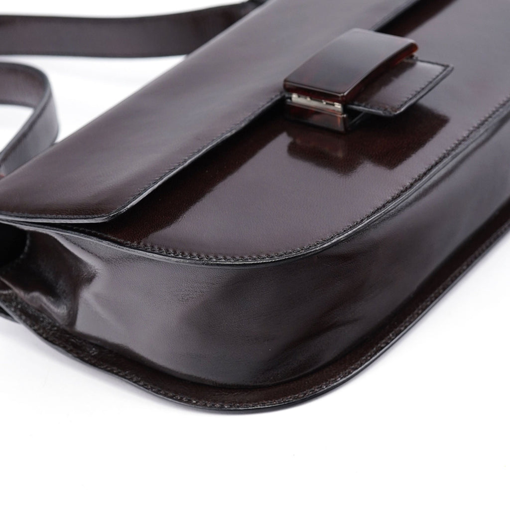 Brown Calfskin Madras Shoulder Bag