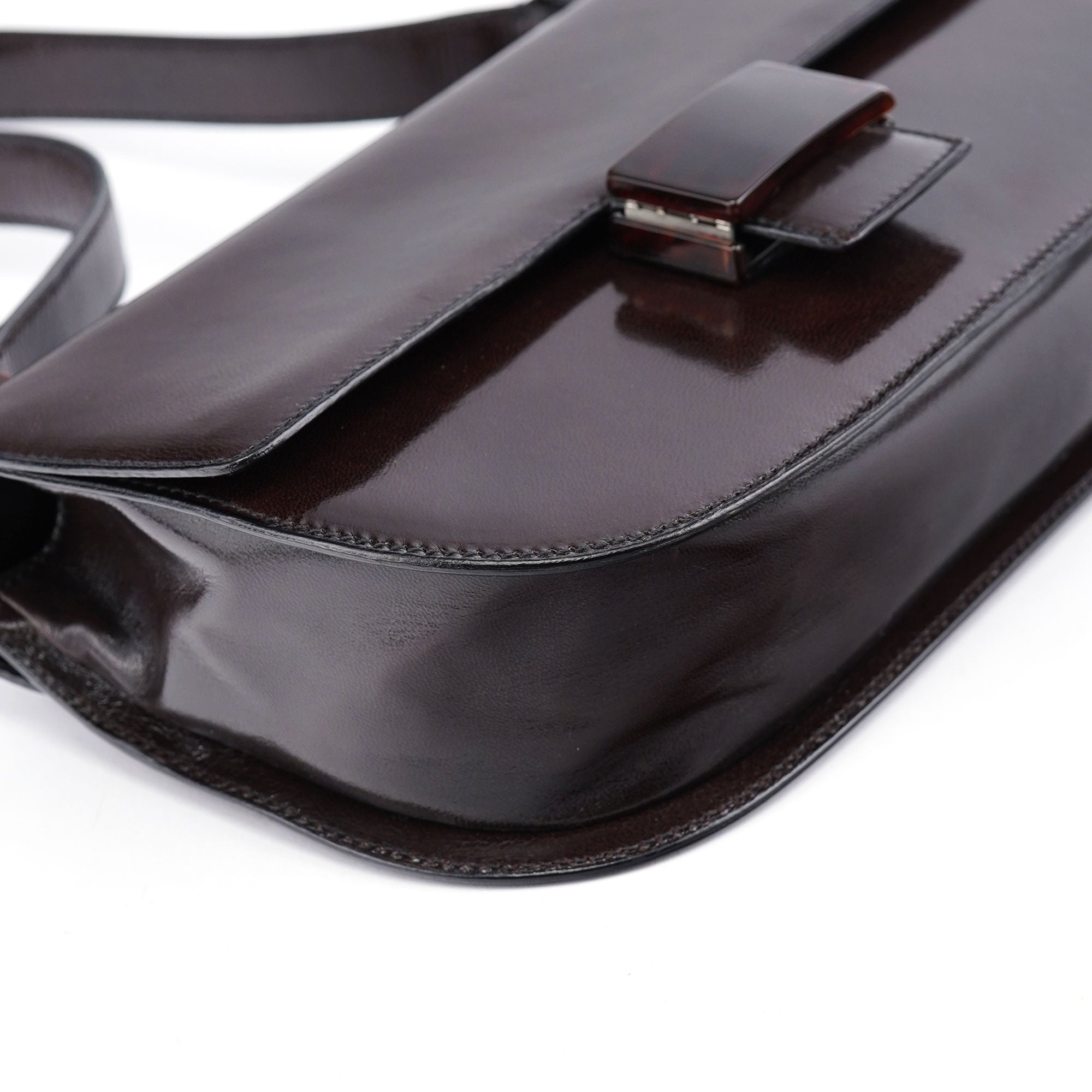 Brown Calfskin Madras Shoulder Bag